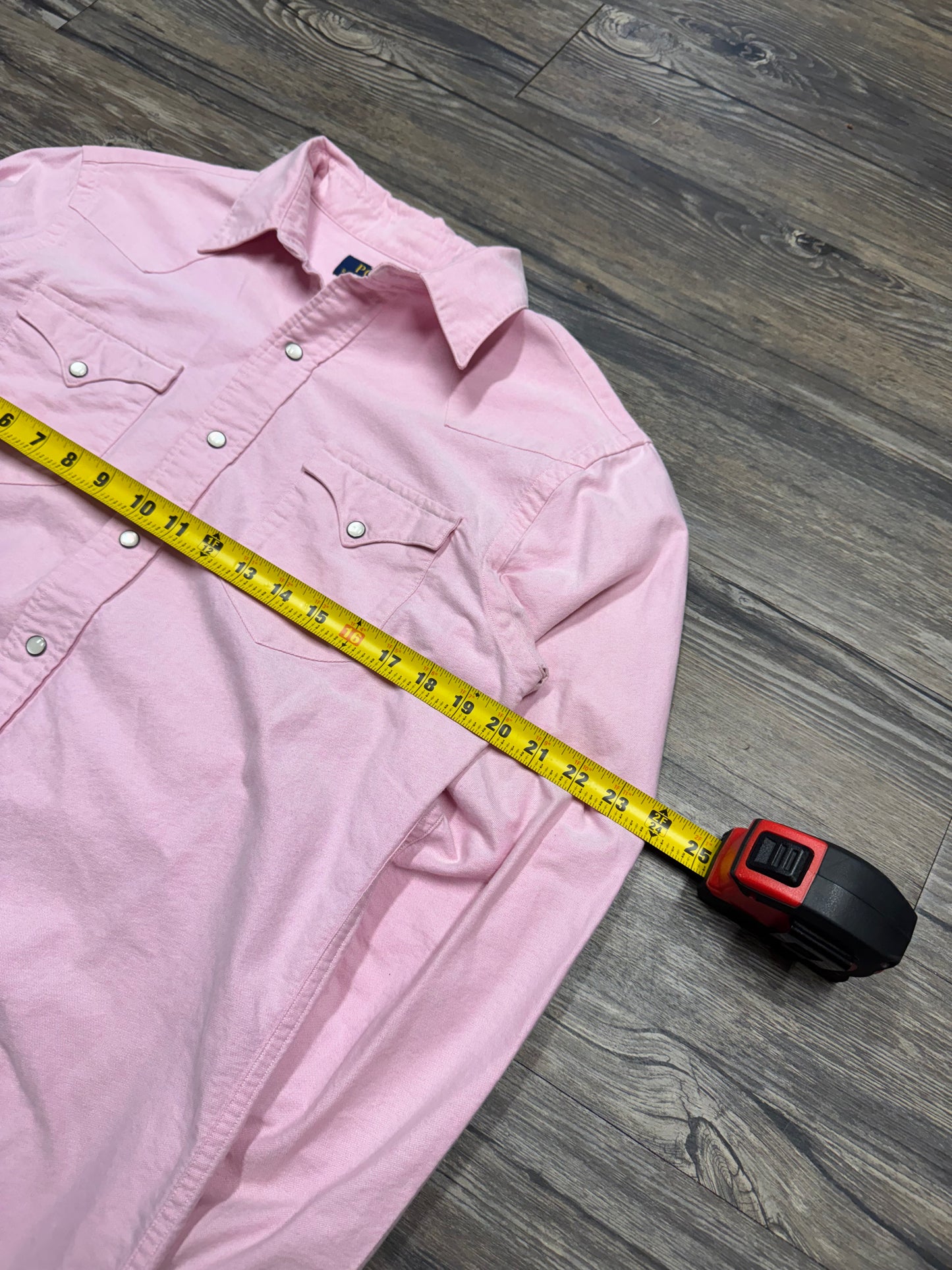 POLO RALPH LAUREN WESTERN STYLE BABY PINK BUTTON UP SHIRT (M)