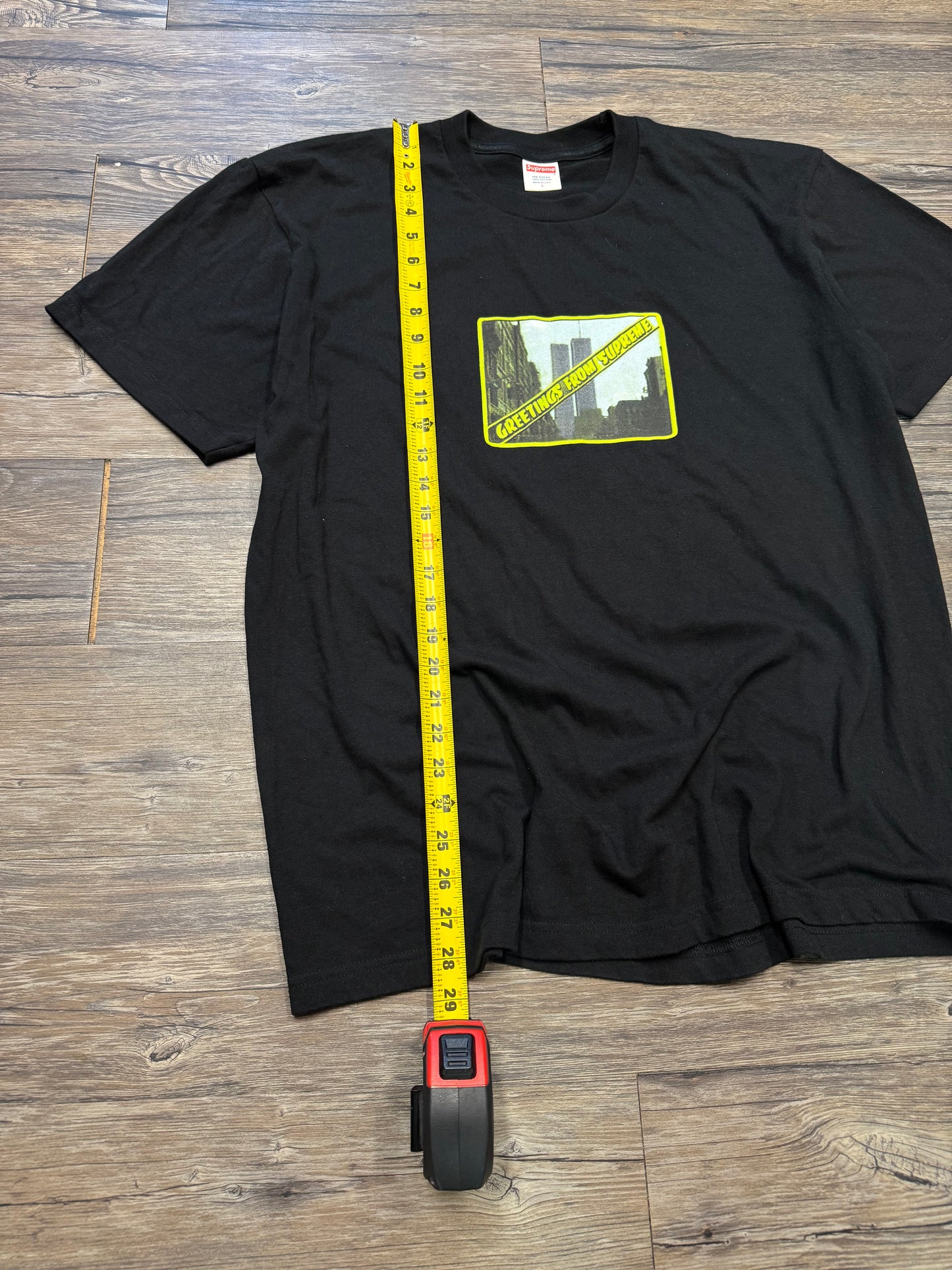 SUPREME SS19 GREETINGS BLACK TEE (L)