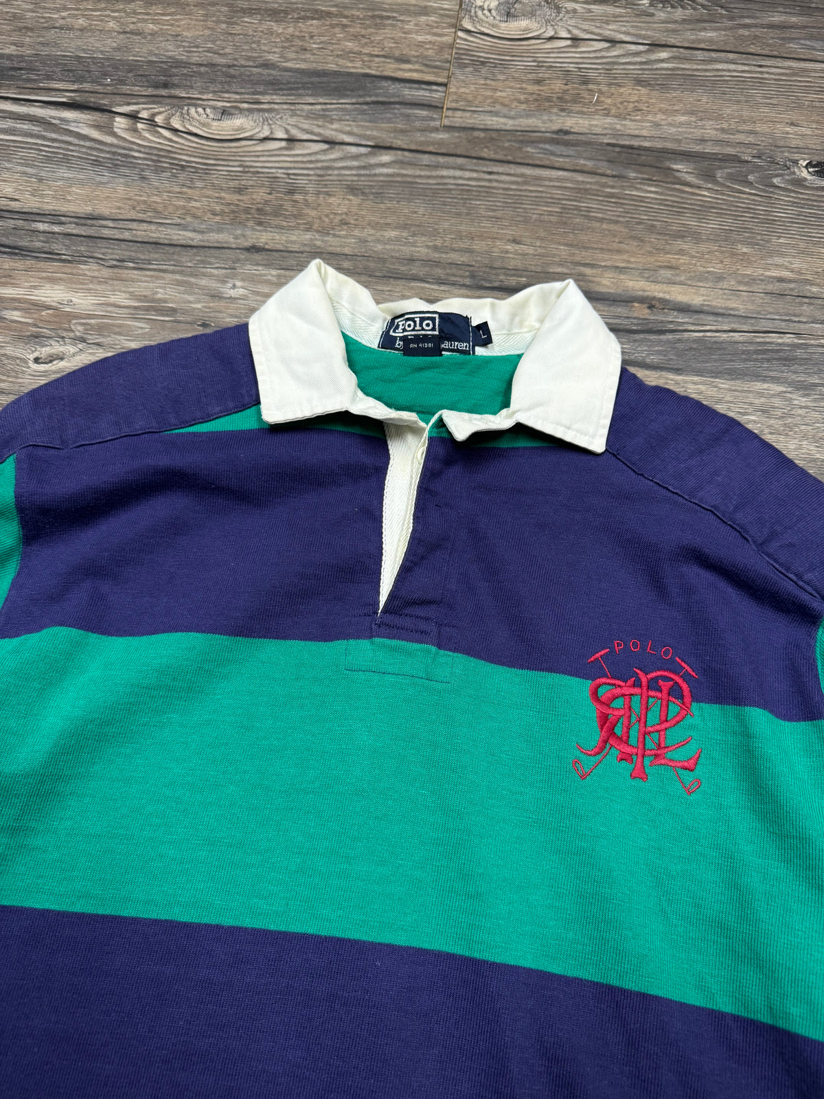 POLO RALPH LAUREN STRIPED RUGBY SHIRT (L)