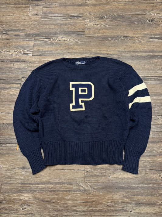 POLO RALPH LAUREN 1990 VARSITY LETTER KNIT SWEATER (L)