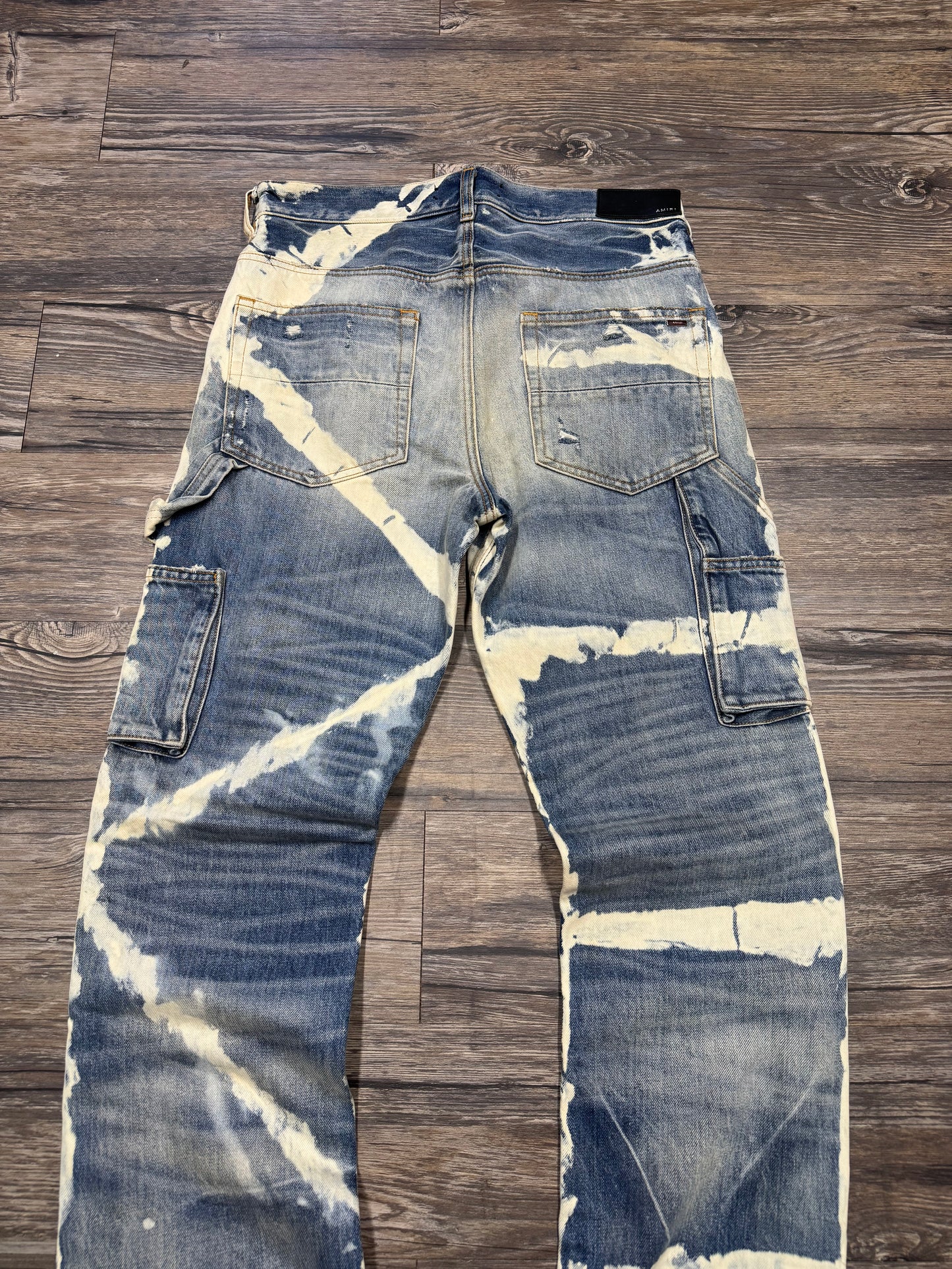 AMIRI DOUBLE KNEE BLEACHED CARPENTER JEANS (28)