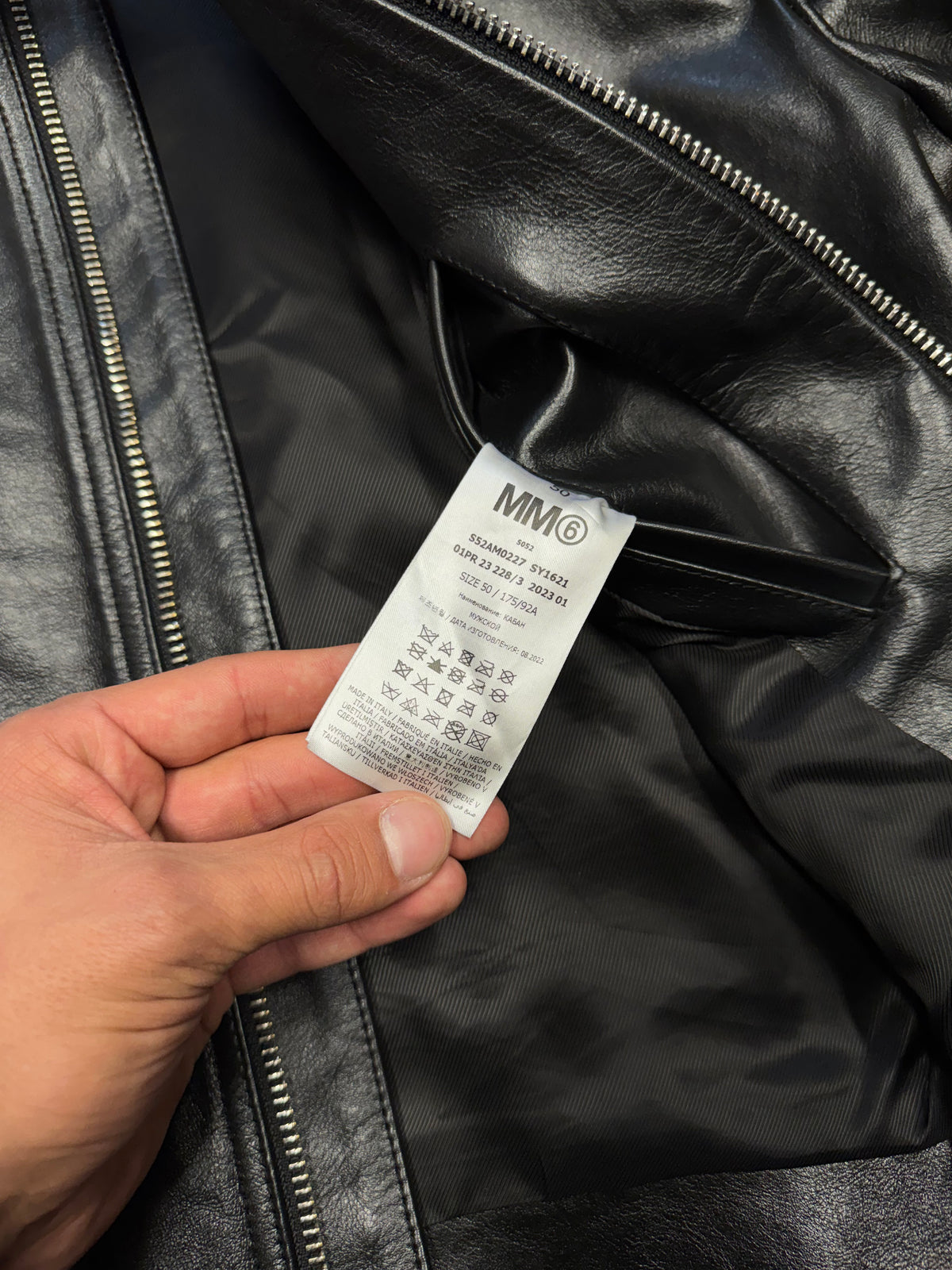 MAISON MARGIELA LEATHER TRIPLE ZIP JACKET (50)