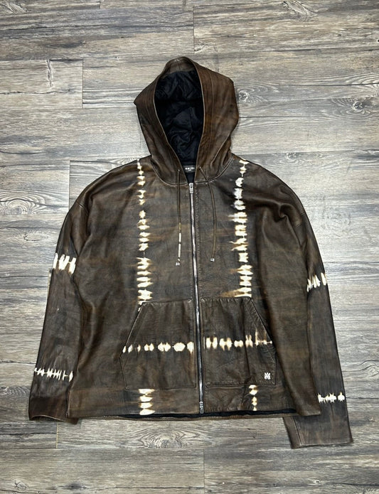 AMIRI OVINE HOODED LEATHER JACKET (LARGE)