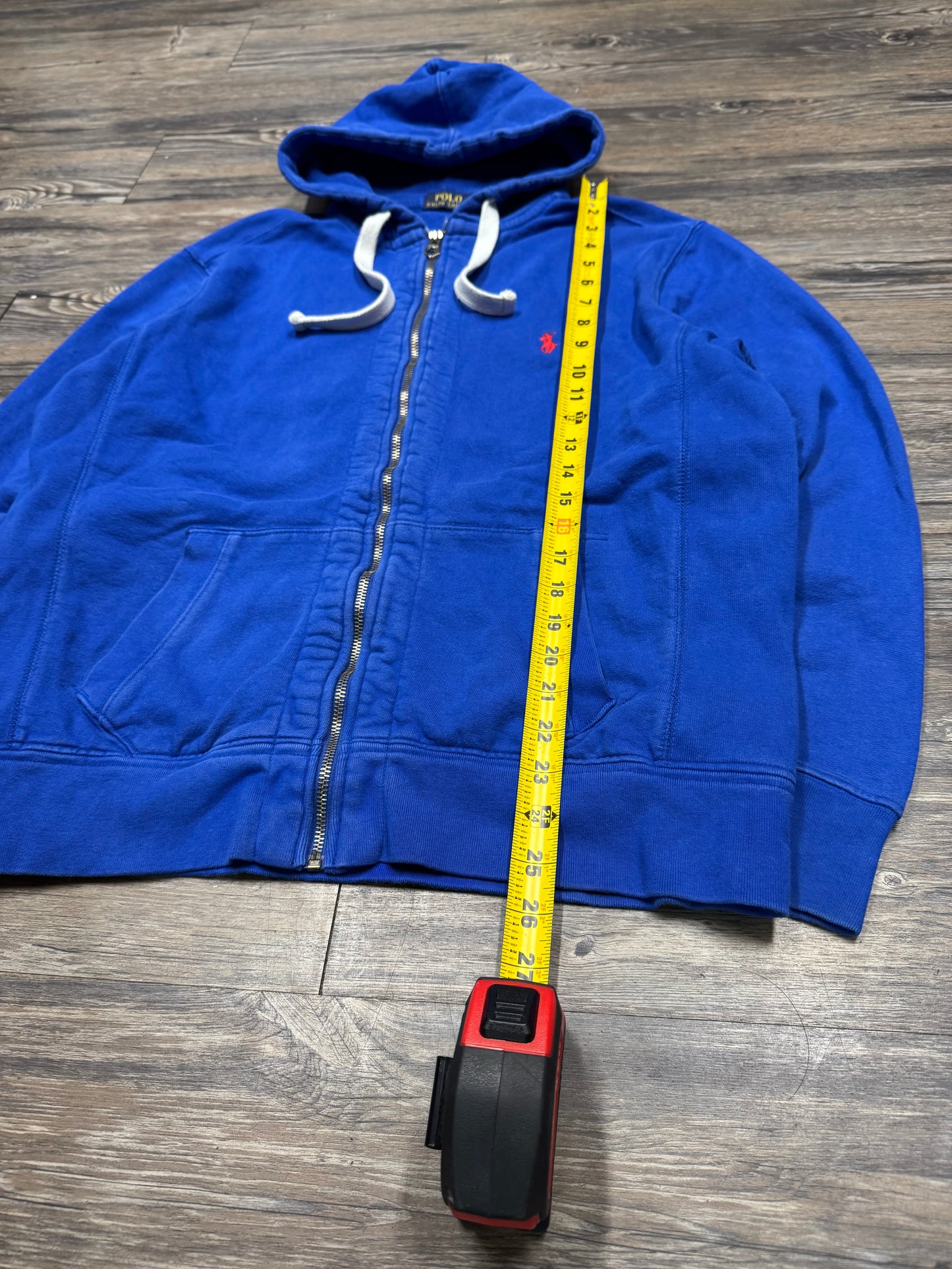 POLO RALPH LAUREN ‘ROYAL BLUE’ ZIP UP HOODED SWEATSHIRT (M)