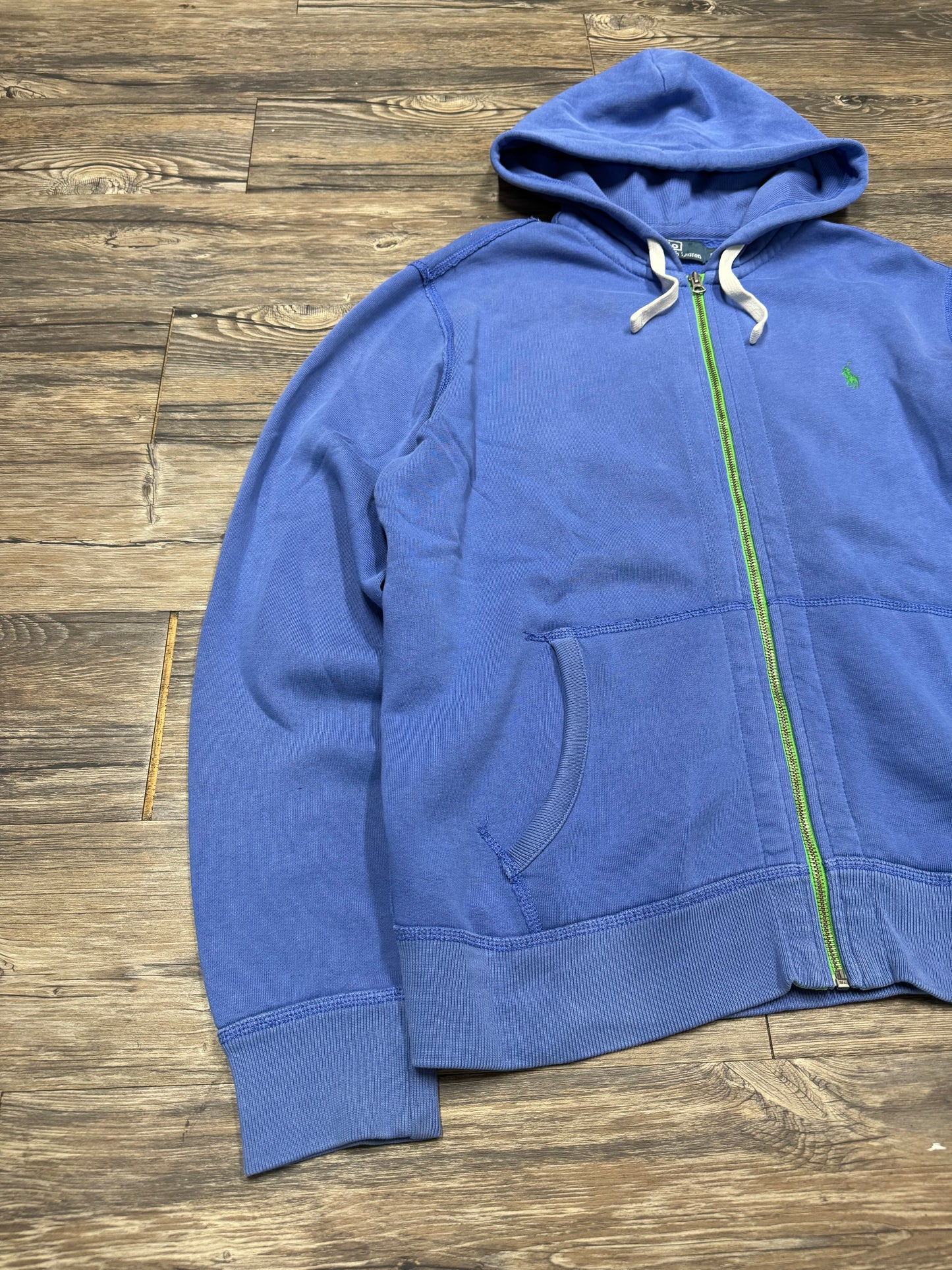 POLO RALPH LAUREN ‘SAPPHIRE BLUE’ ZIP UP HOODED SWEATSHIRT (L)