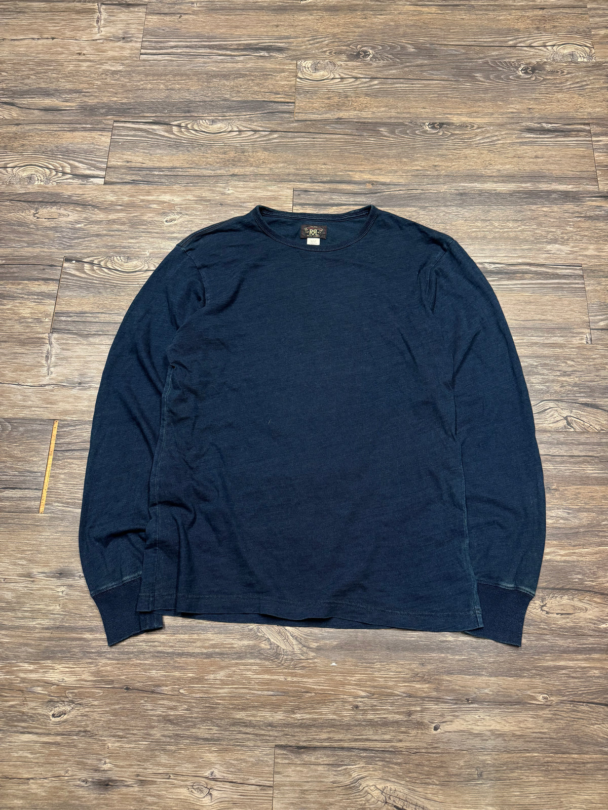 DOUBLE RL FADED BLUE SLUB LONGSLEEVE SHIRT (M)
