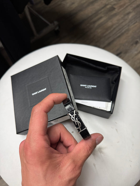 SAINT LAURENT REPTILE PATENT LEATHER BRACELET (7.5)