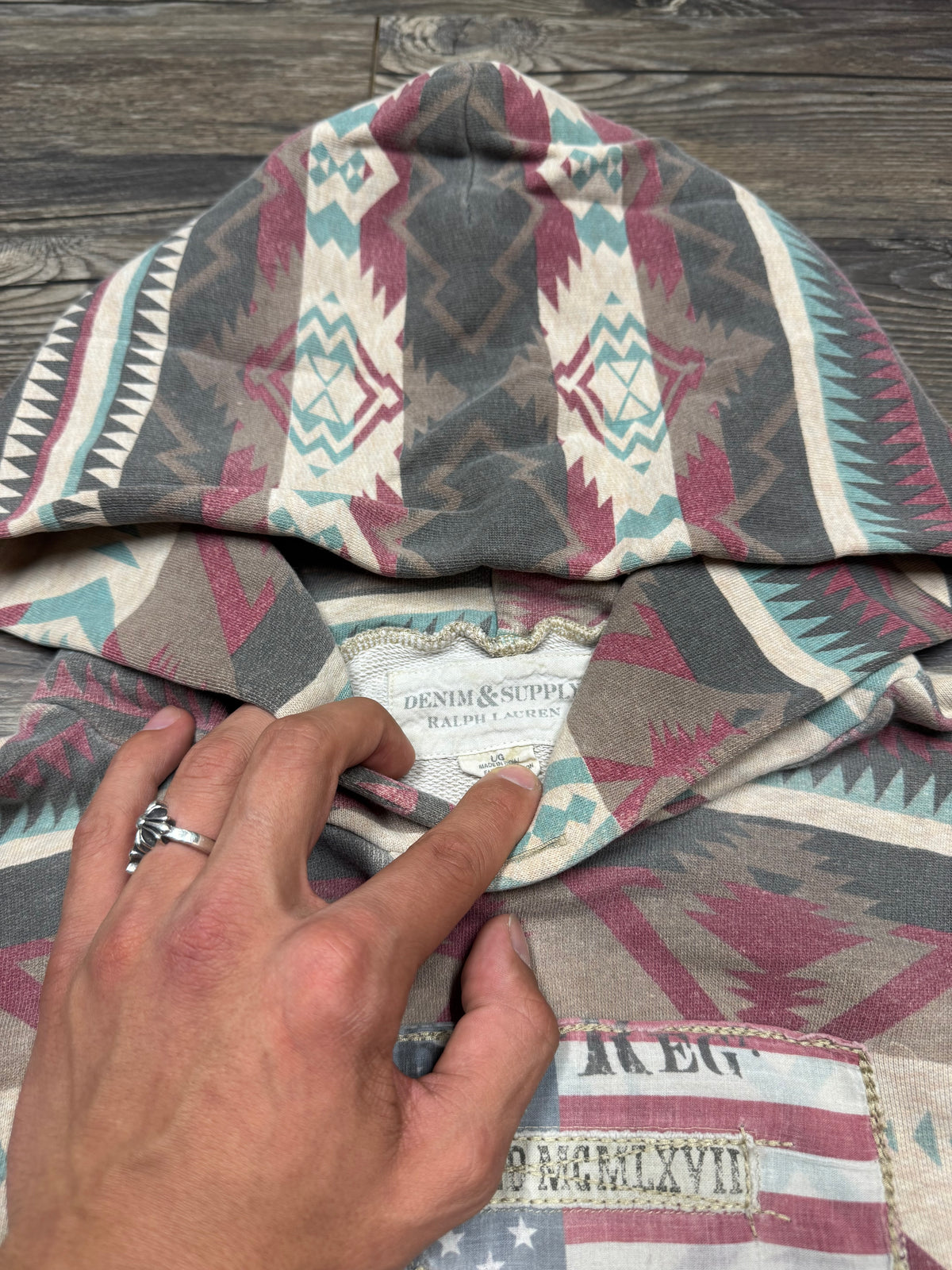 POLO RALPH LAUREN DENIM & SUPPLY AZTEC HOODIE (L)