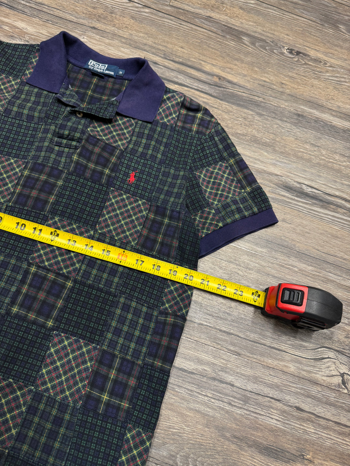 POLO RALPH LAUREN PATCHWORK PLAID POLO (M)