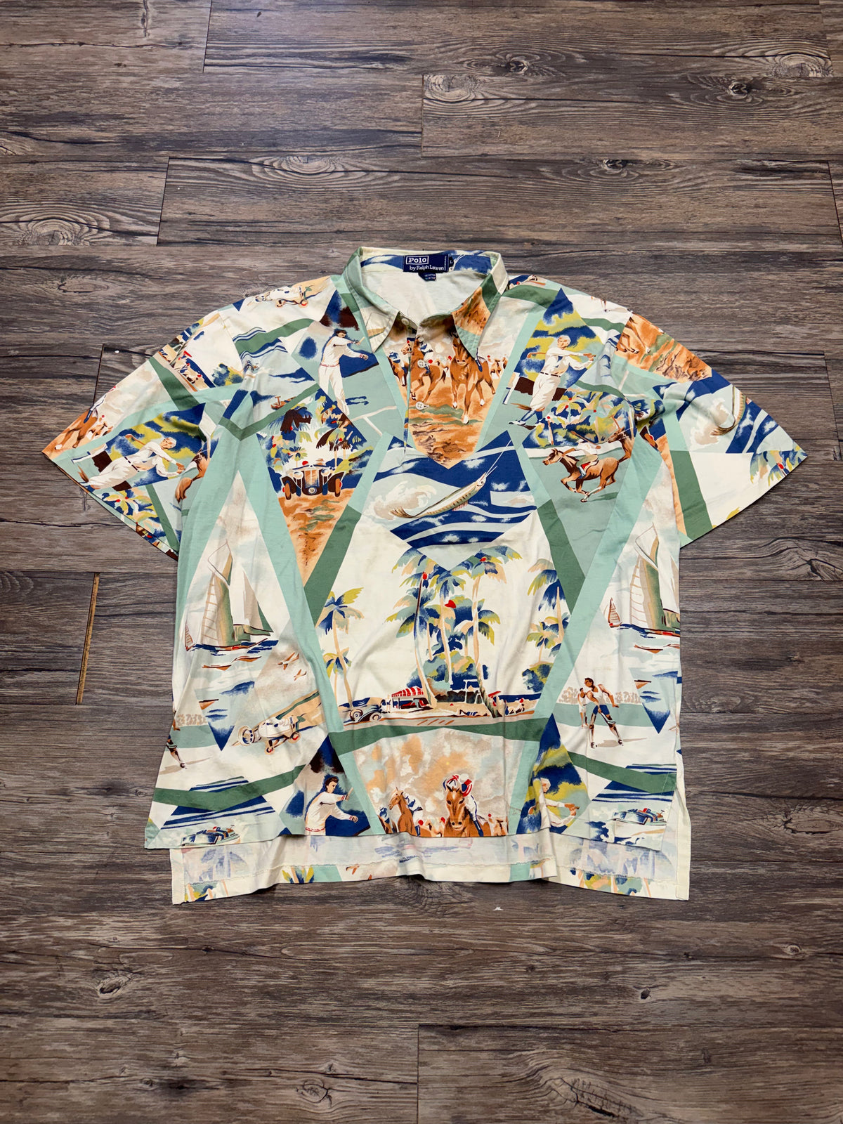RALPH LAUREN POLO SPORT 1991 TENNIS PRINT POLO (L)