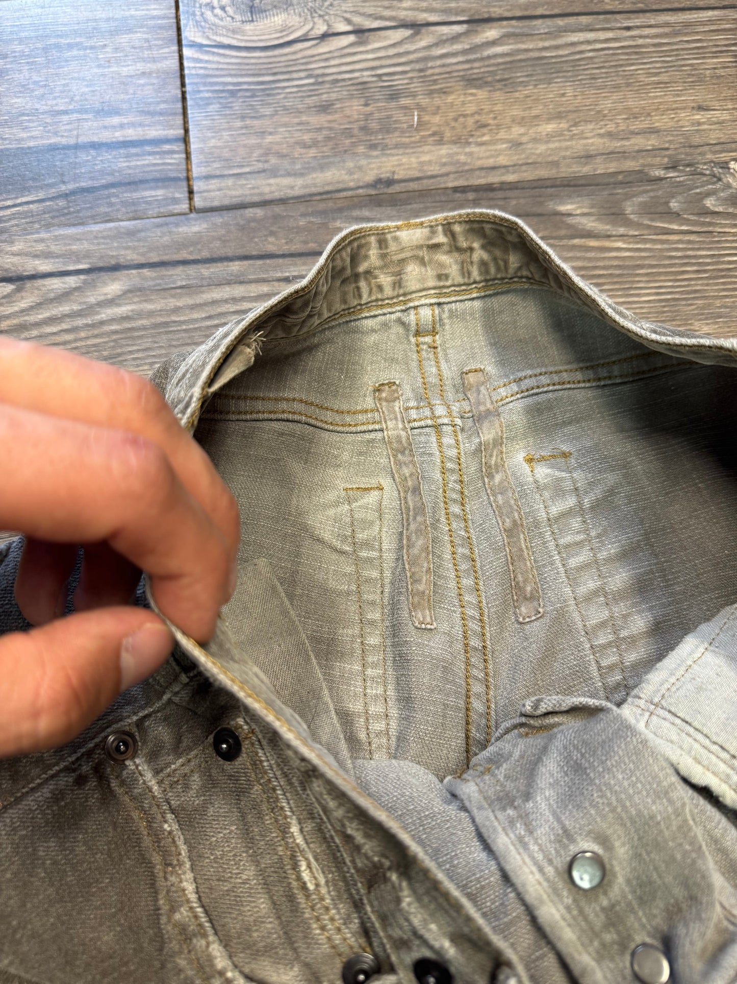 RICK OWENS DETROIT CUT TAN DENIM JEANS (27)