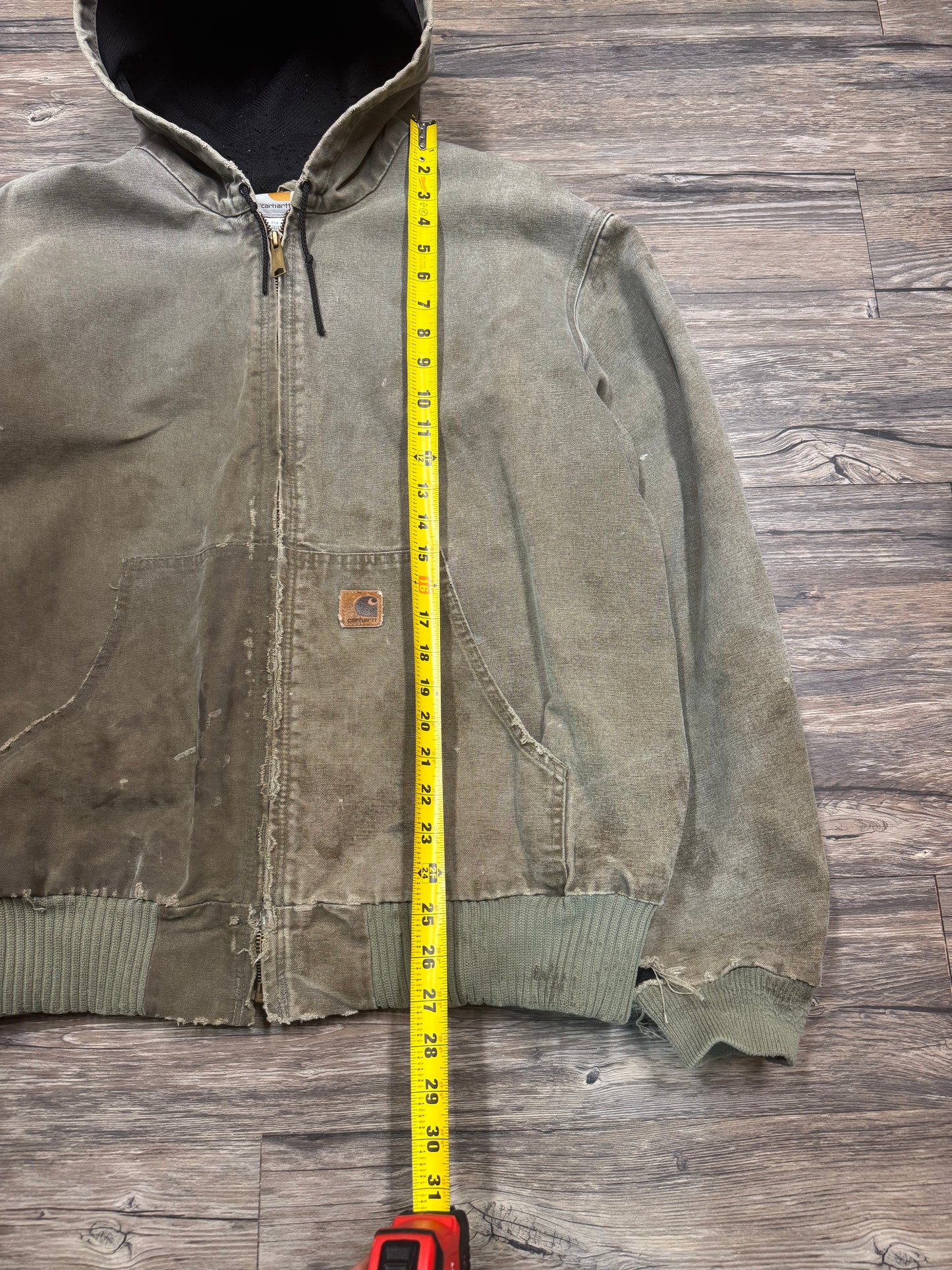 CARHARTT OLIVE DISTRESSED & FADED 2 TONE JACKET (XL)