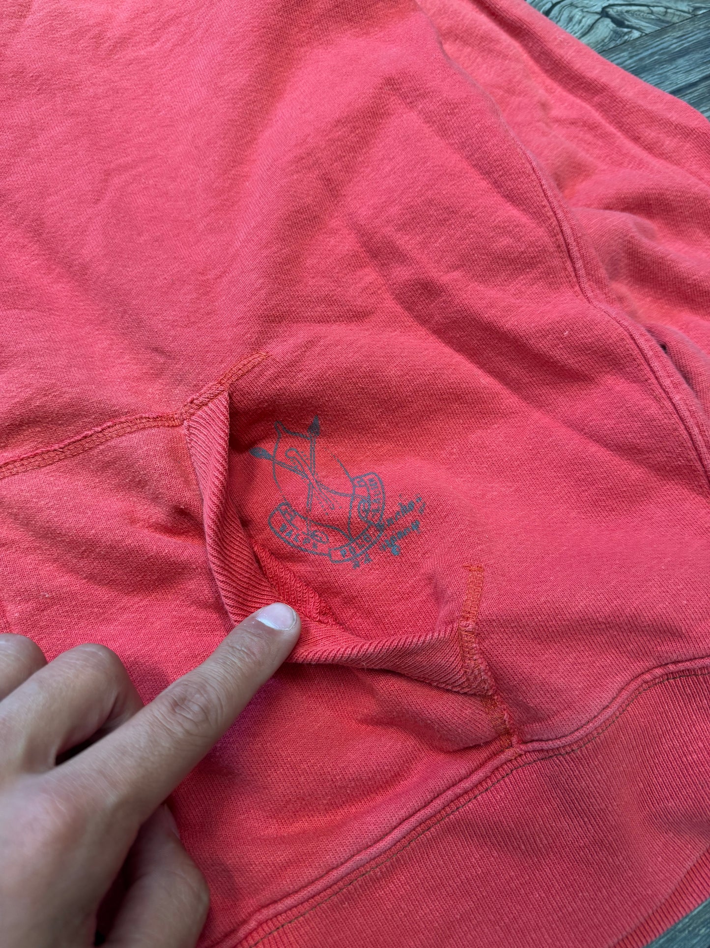 POLO RALPH LAUREN RED VINTAGE WAFFLE ARMY ZIP-UP HOODIE (XL)