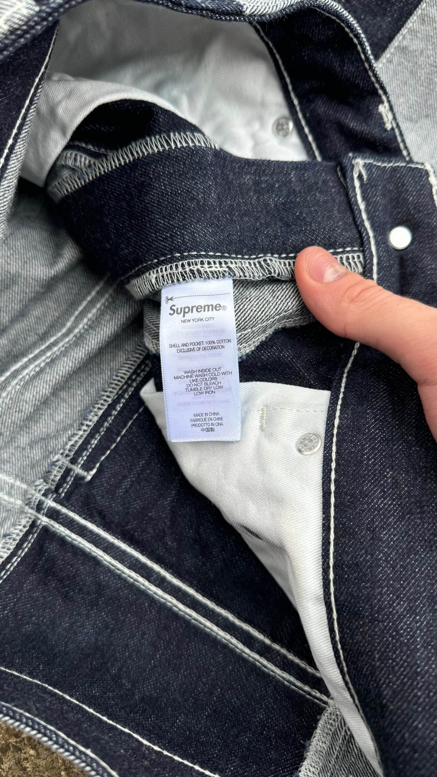 SUPREME PANELED BAGGY JEANS (30)
