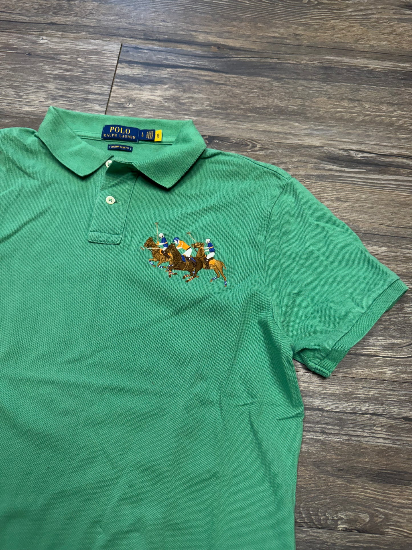 POLO RALPH LAUREN SLIMFIT STAMPEDE TRIPLE PONY SHIRT (L)