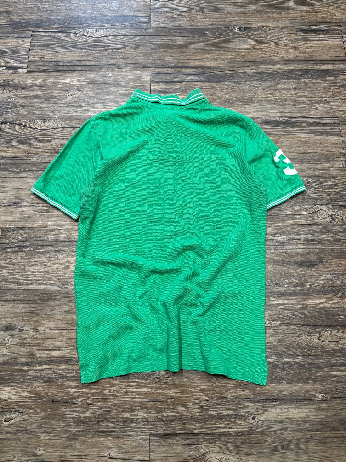 POLO RALPH LAUREN ITALIC LIME GREEN RIBBED POLO SHIRT (M)