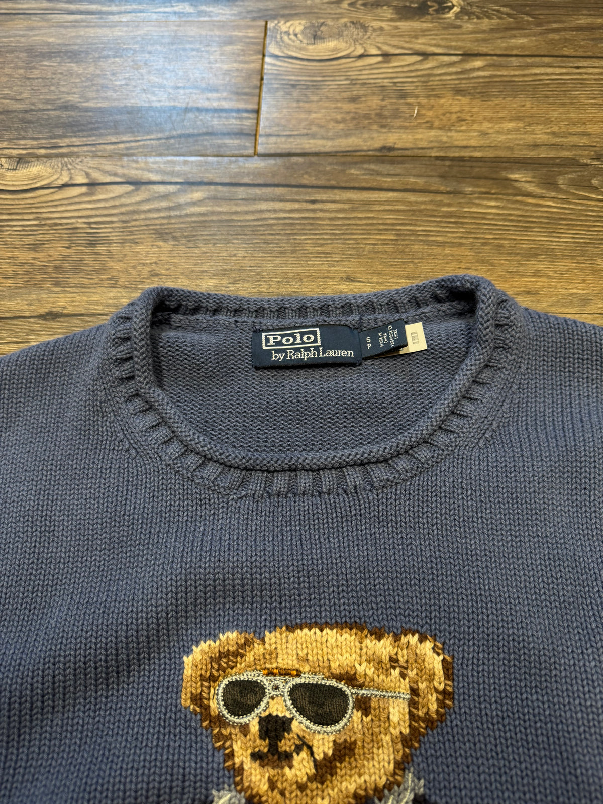POLO RALPH LAUREN BLUE HEAVEN RAGATTA BEAR KNIT SWEATER (S)