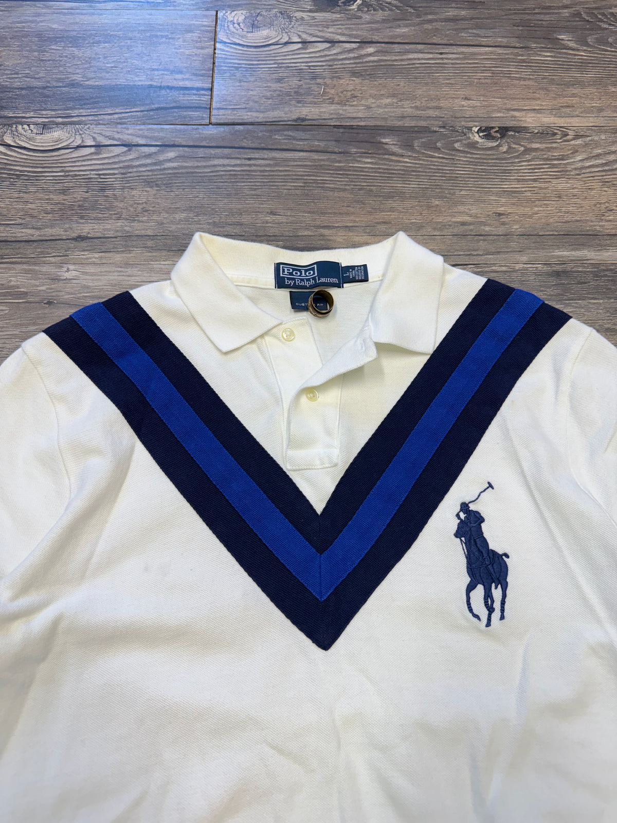 POLO RALPH LAUREN STRIPED V LINE BIG PONY POLO (L)