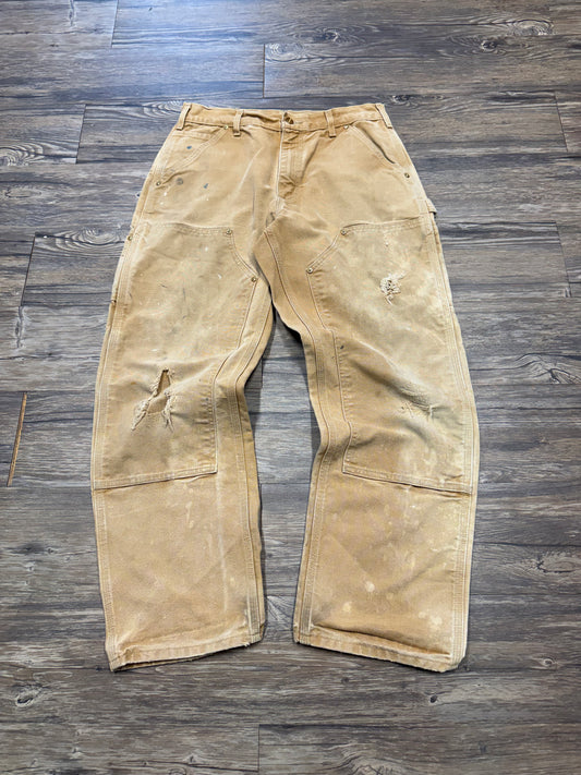 CARHARTT DISTRESSED DOUBLE KNEE CARPENTER PANTS (30)