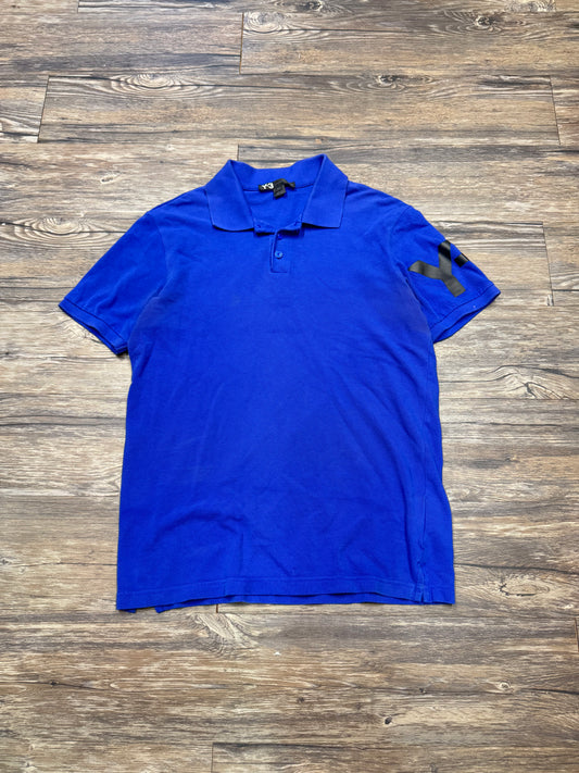 Y-3 LOGO ROYAL BLUE POLO SHIRT (M)