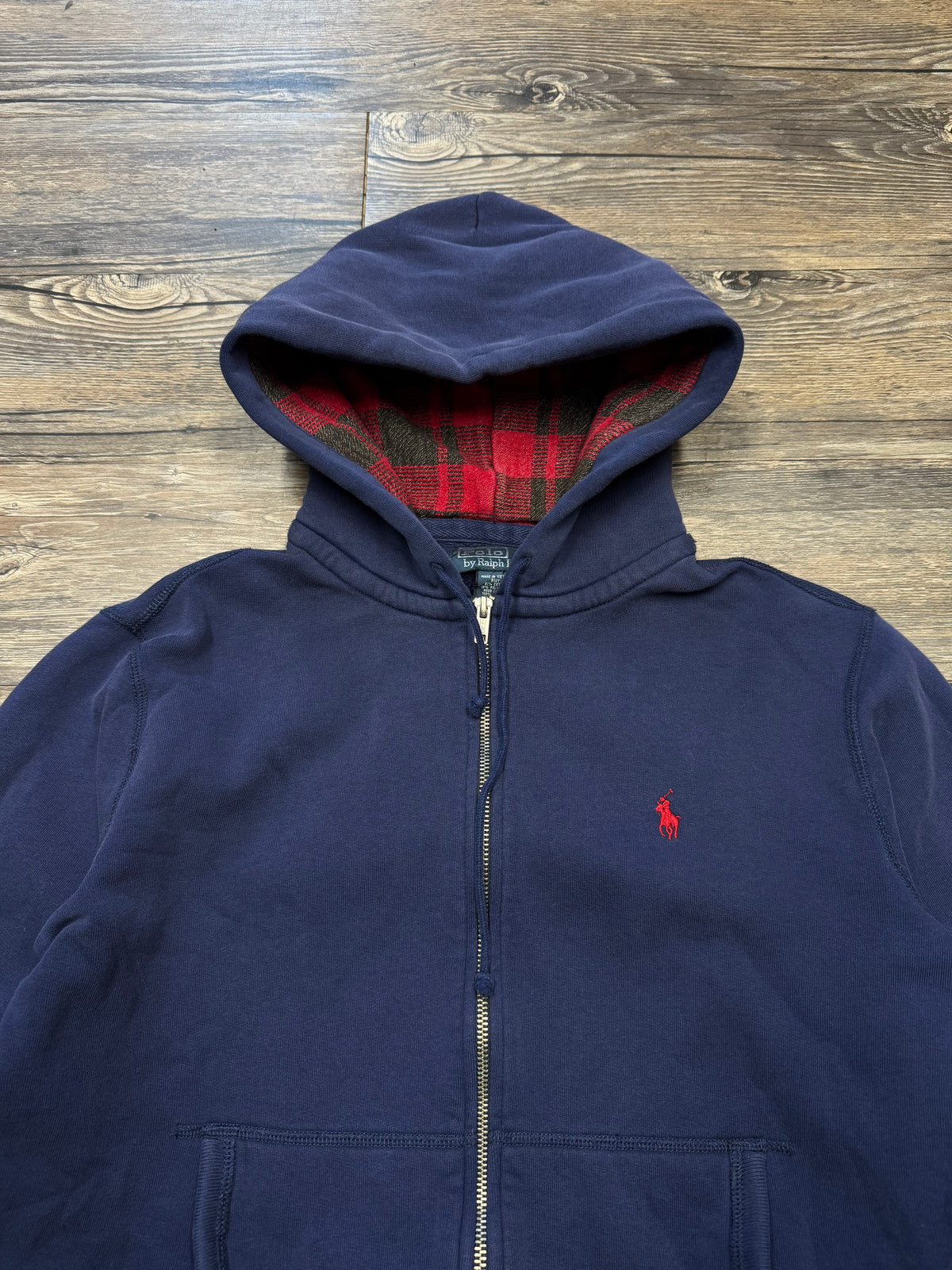 POLO RALPH LAUREN FADED TARTAN HOOD ZIP-UP (M)