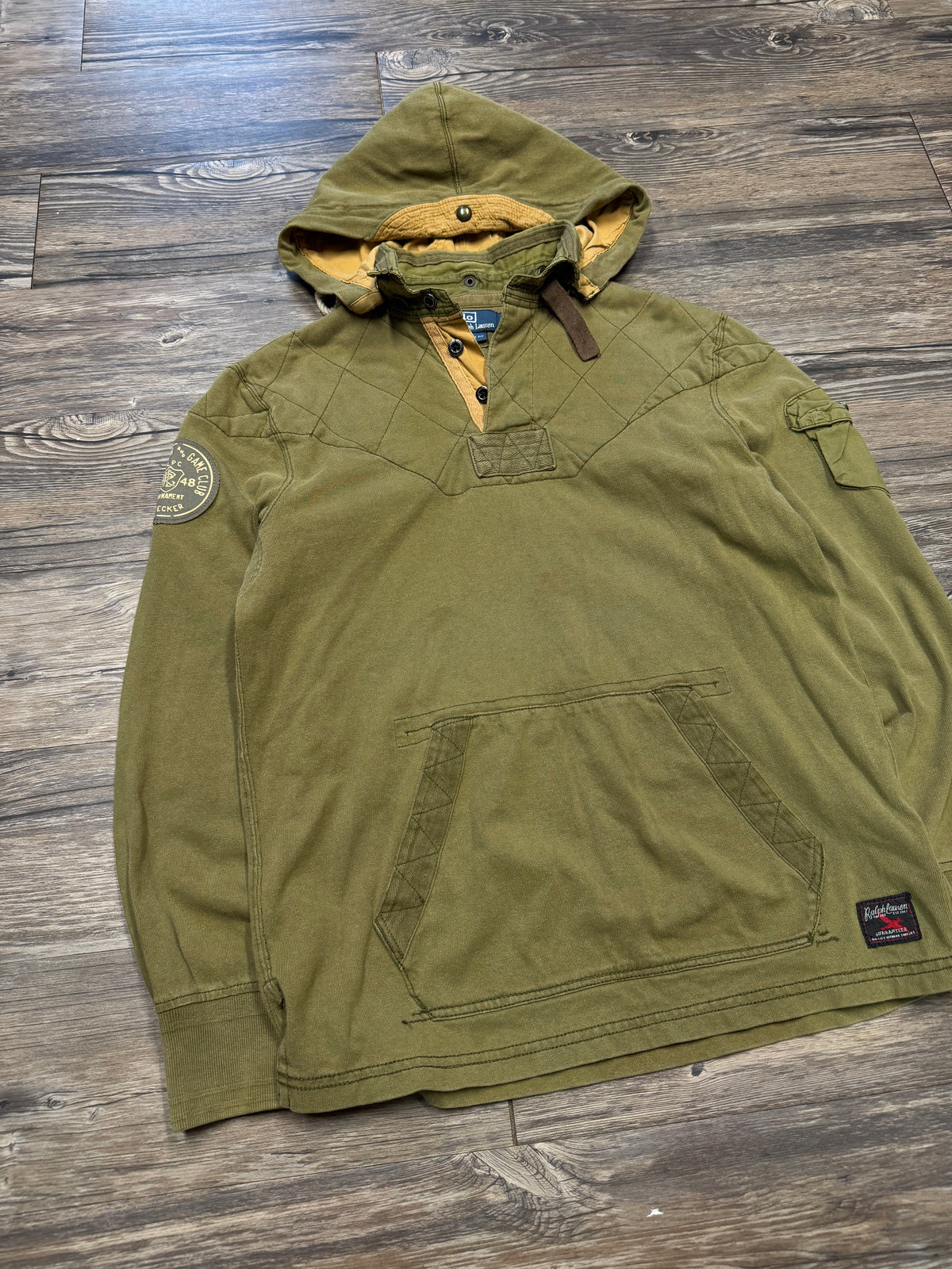 POLO RALPH LAUREN HOODED FISH & GAME RUGBY LONGSLEEVE SHIRT (S)