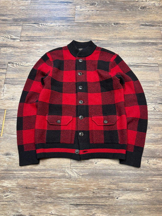 RRL BUFFALO PLAID ZIP UP WOOL SWEATER (M)