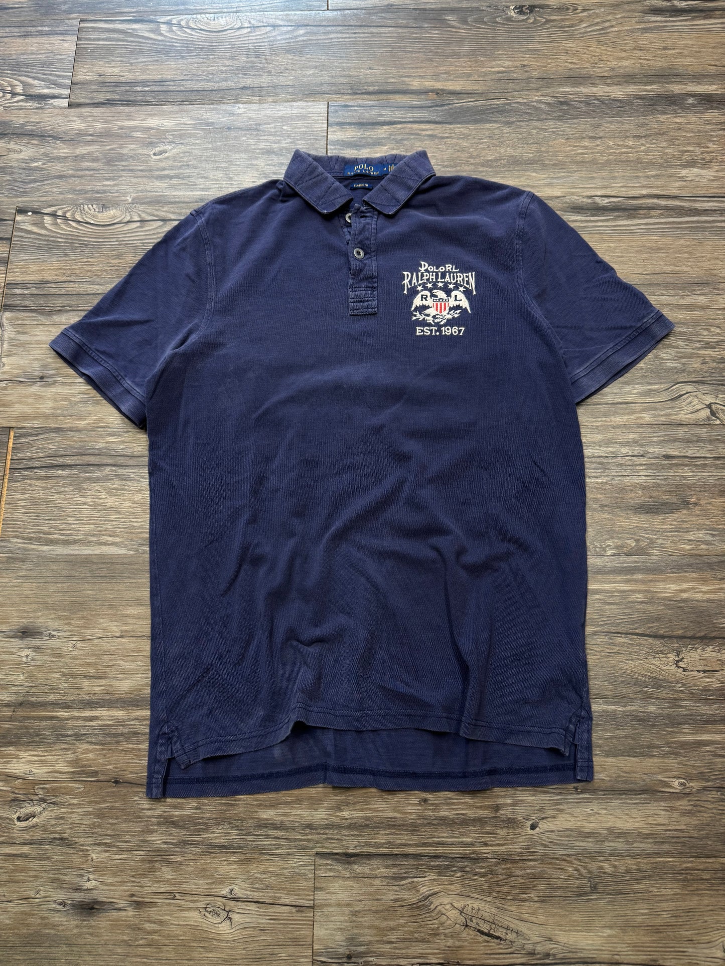 POLO RALPH LAUREN DISTRESSED RIBBED AMERICAN FLAG SHIRT (M)