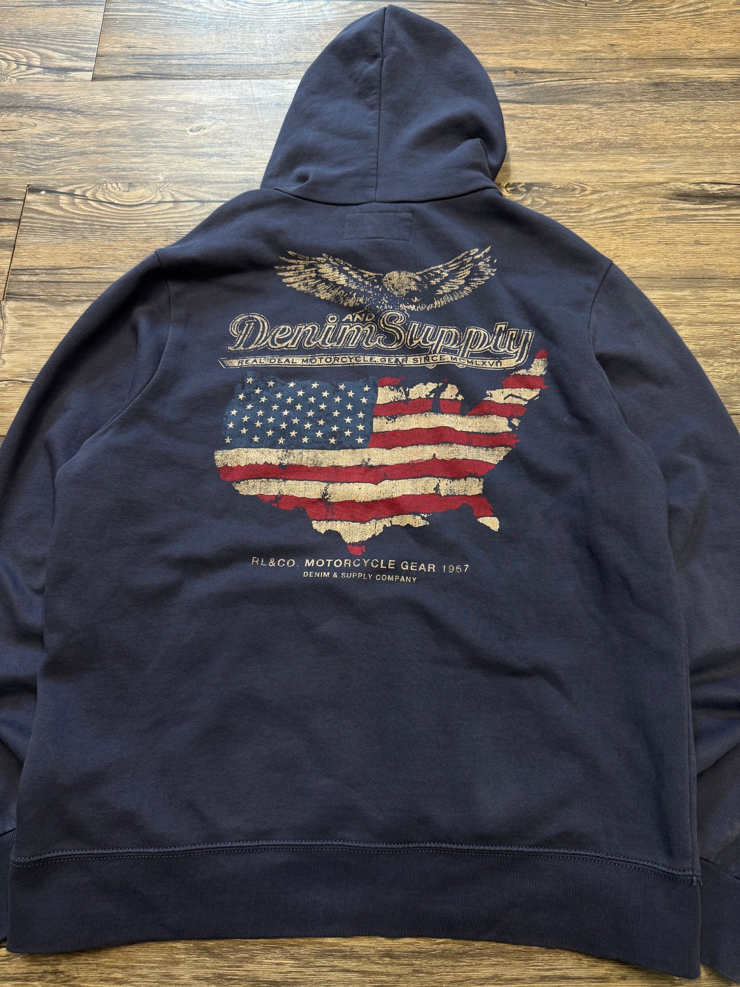 POLO RALPH LAUREN DENIM & SUPPLY AMERICAN GRAPHIC HOODIE (M)