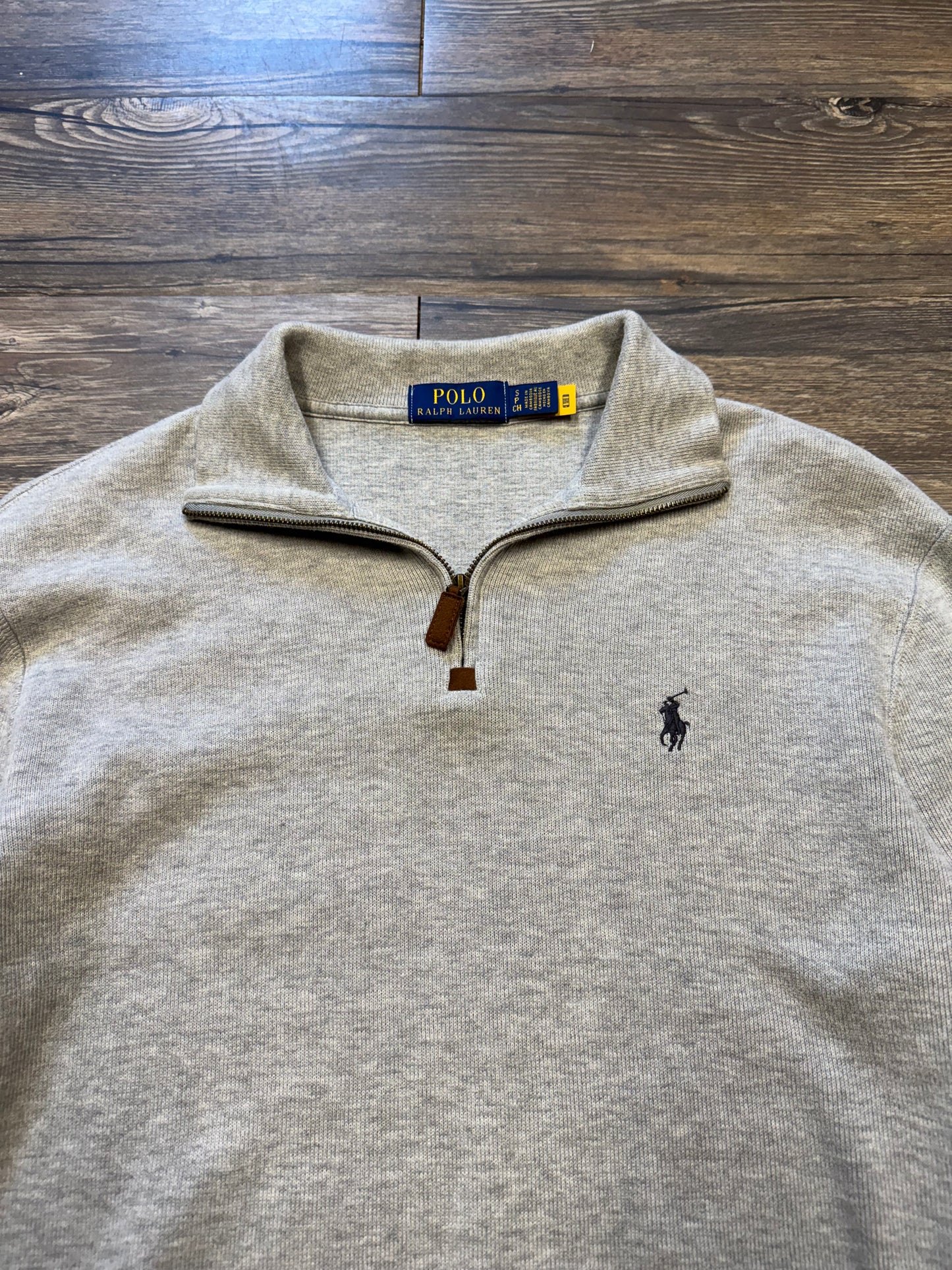 POLO RALPH LAUREN GREY QUARTER ZIP SWEATER (S)