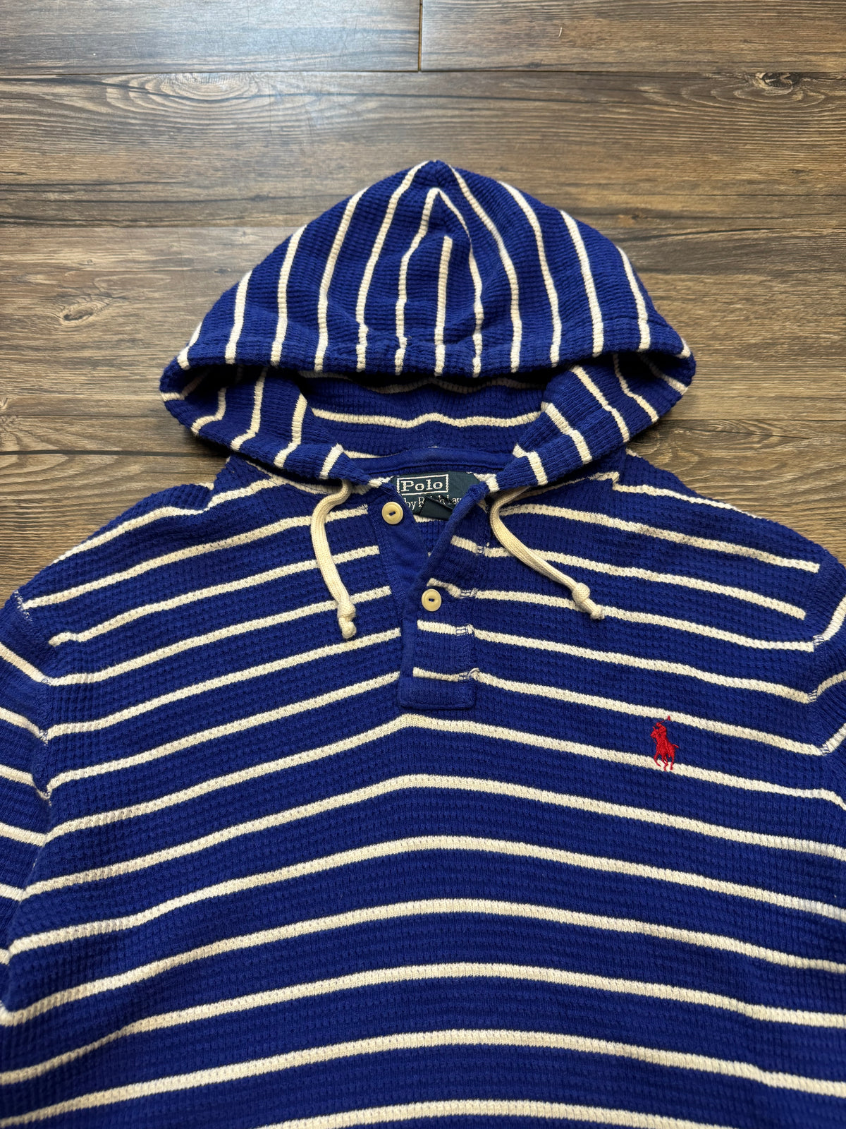 POLO RALPH LAUREN STRIPED HENLEY HOODIE (S)