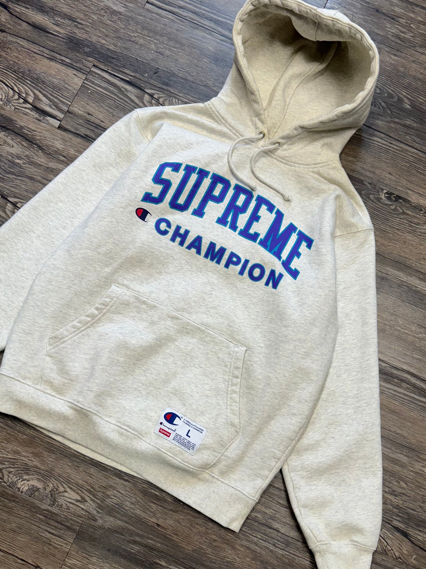 SUPREME X CHAMPION HOODIE (L)