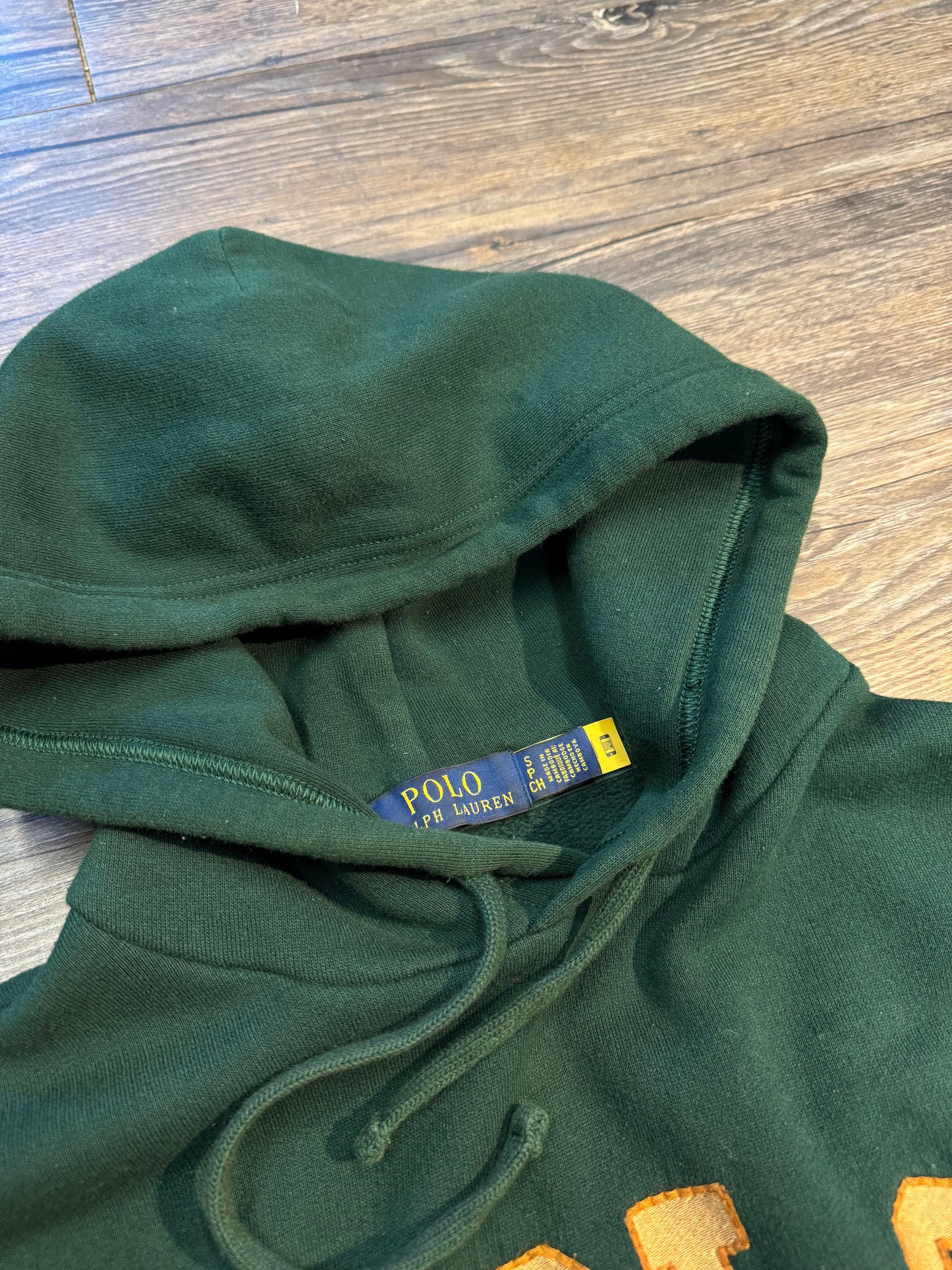 POLO RALPH LAUREN GREEN SPELLOUT HOODIE (S)