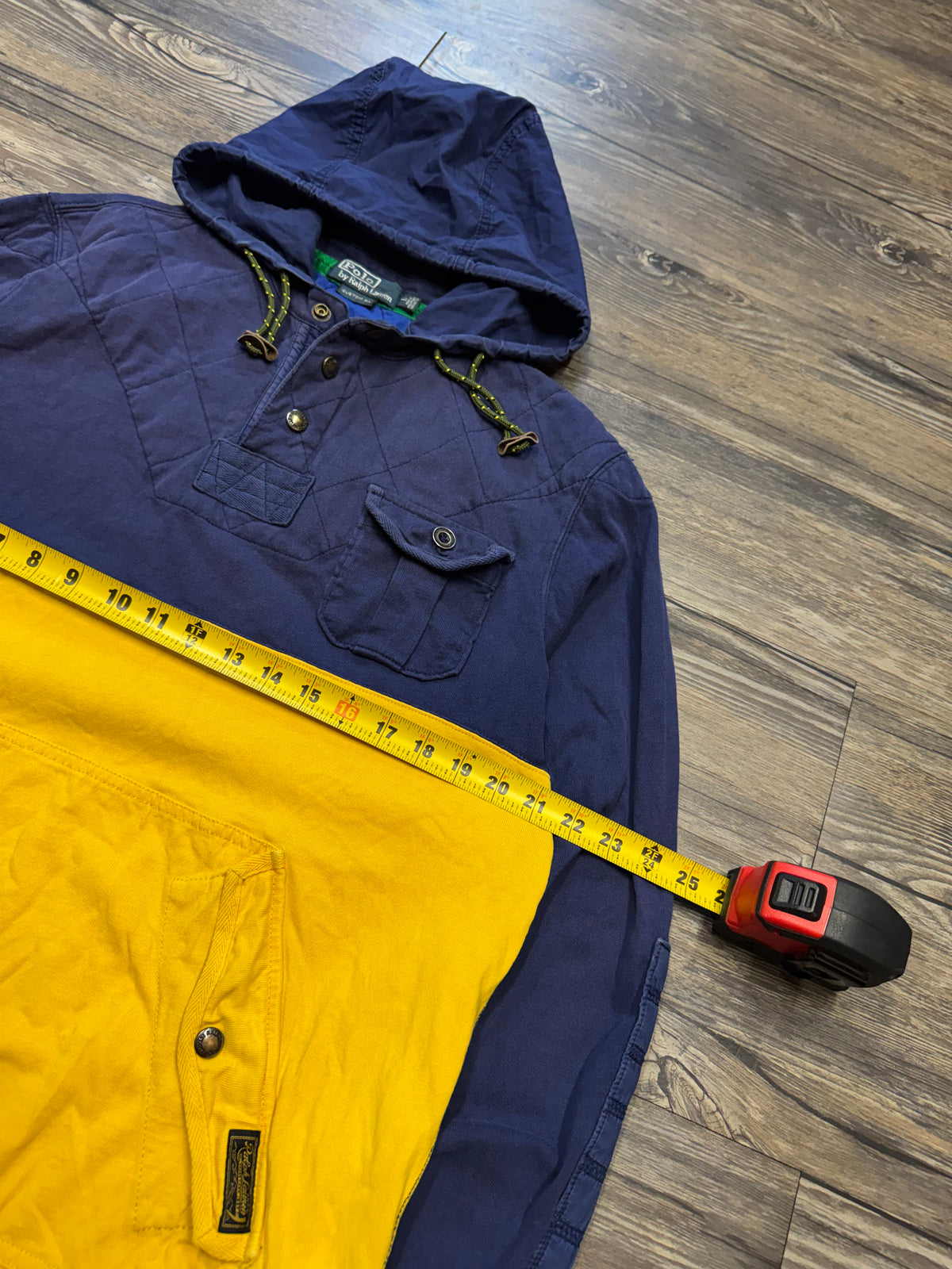 POLO RALPH LAUREN TWO TONE QUARTER BUTTON UP HOODIE (L)