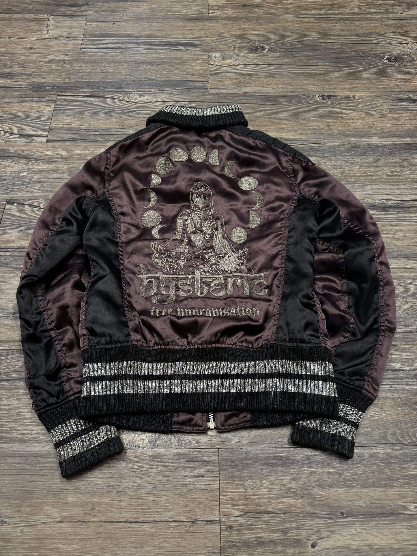 HYSTERIC GLAMOUR EMBROIDERED SATIN SUKAJAN BOMBER JACKET (S)