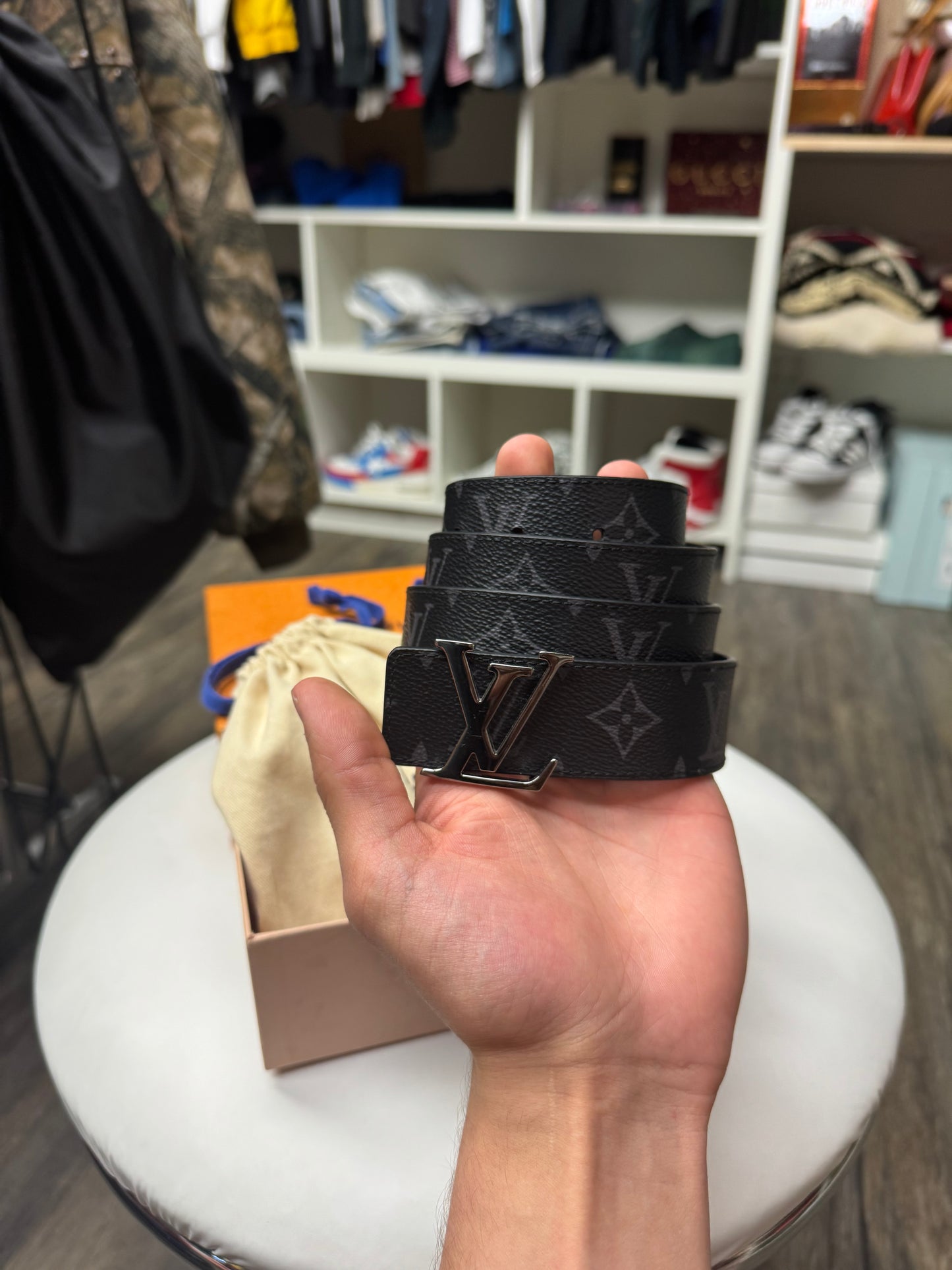 LOUIS VUITTON BLACK MONOGRAM BELT (28-34)