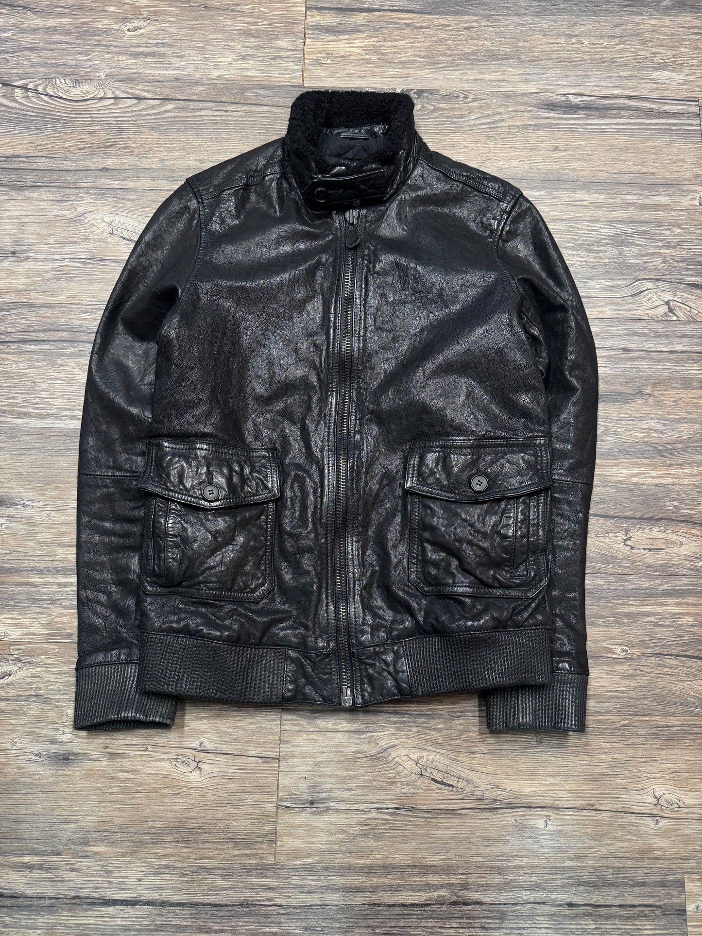 ALLSAINTS FUR COLLAR BIKER JACKET (S)
