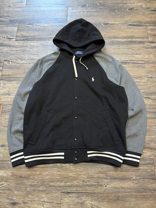 POLO RALPH LAUREN TWO-TONE VARSITY HOODIE (L)