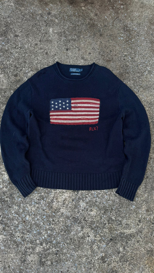 POLO RALPH LAUREN AMERICAN FLAG SWEATER (L)