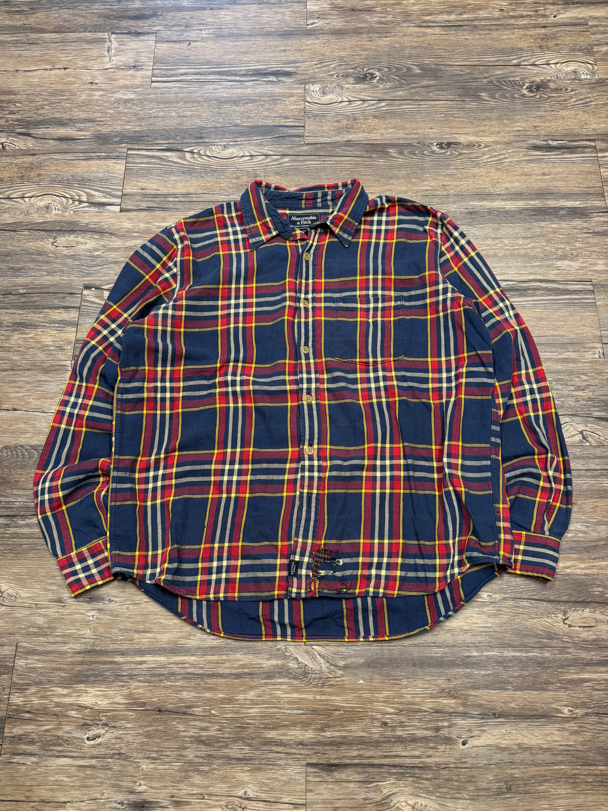 ABERCROMBIE & FITCH MULTI-COLORED FLANNEL (XL)