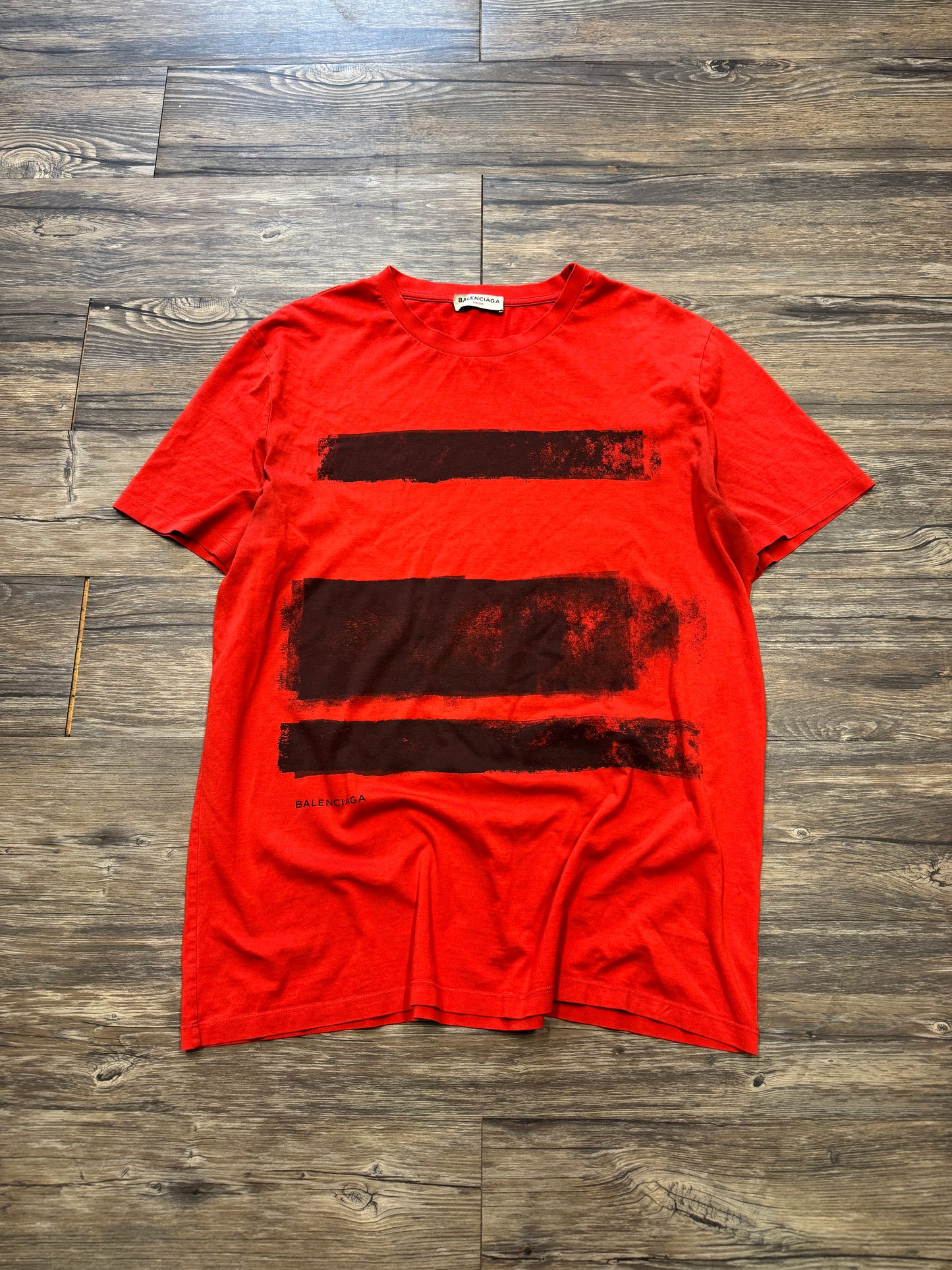 BALENCIAGA BRUSHSTROKE RED TEE (L-XL)
