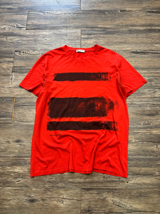 BALENCIAGA BRUSHSTROKE RED TEE (L-XL)