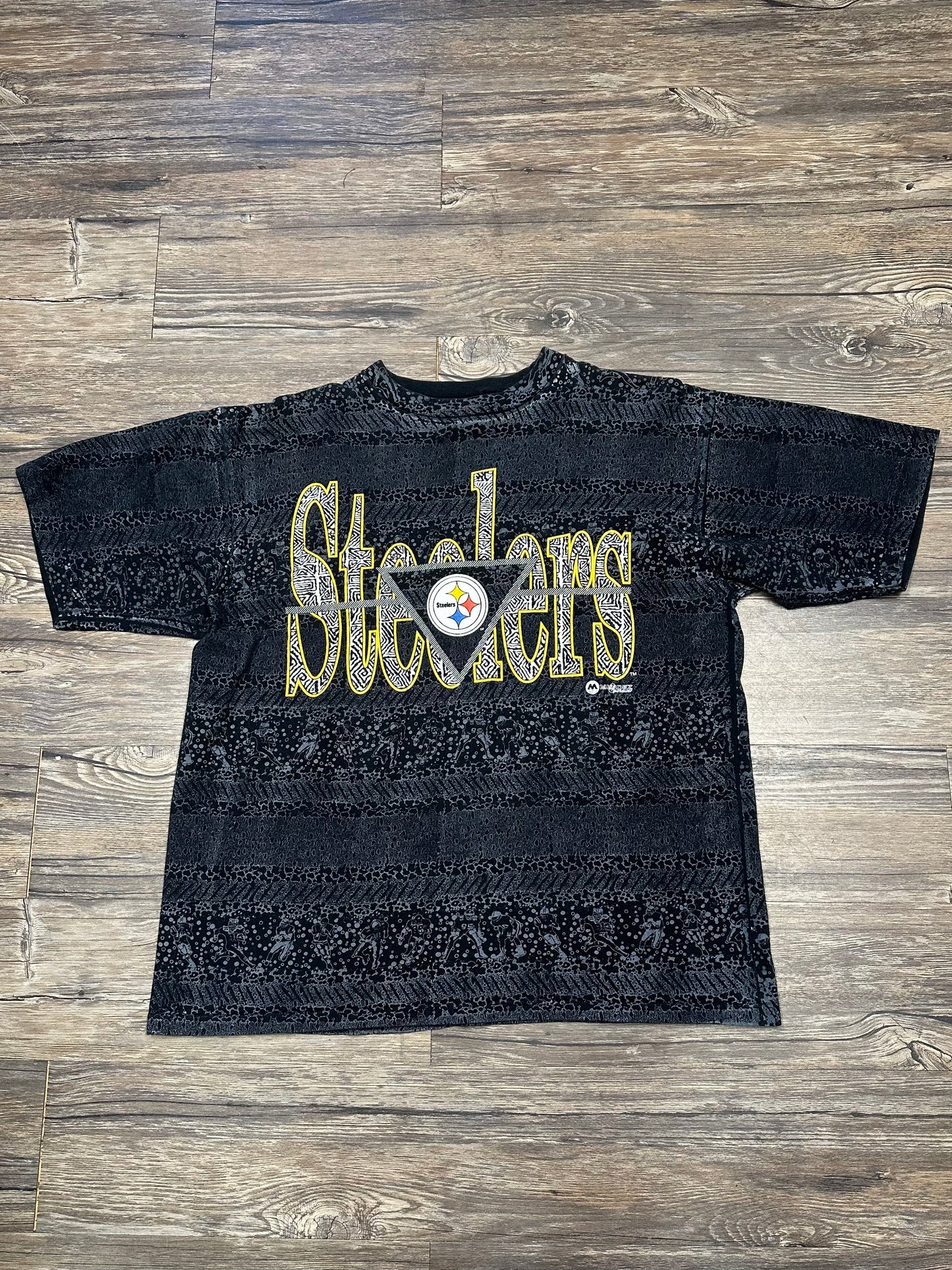 90’s STEELERS ALL OVER GRAPHIC T-SHIRT (XL)