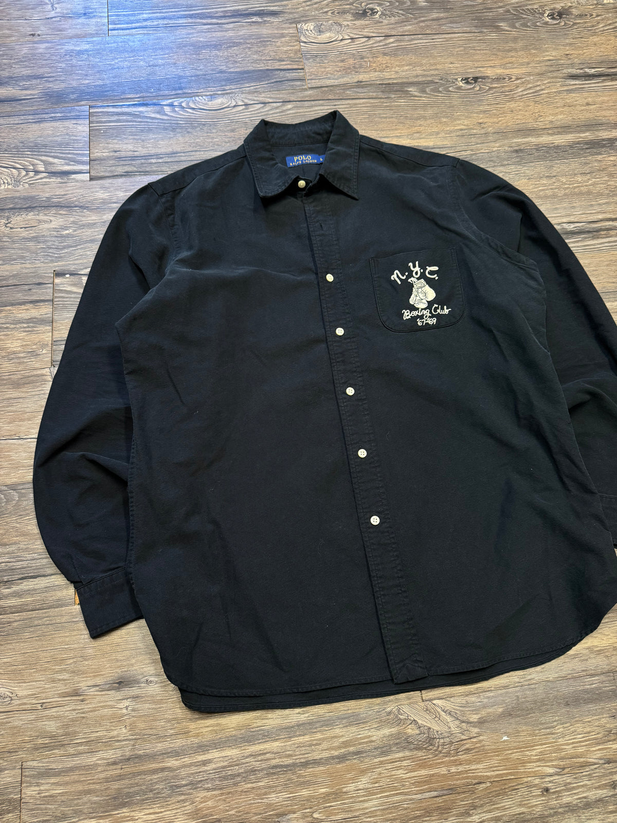 POLO RALPH LAUREN NEW YORK BOXING BUTTON UP SHIRT (L)
