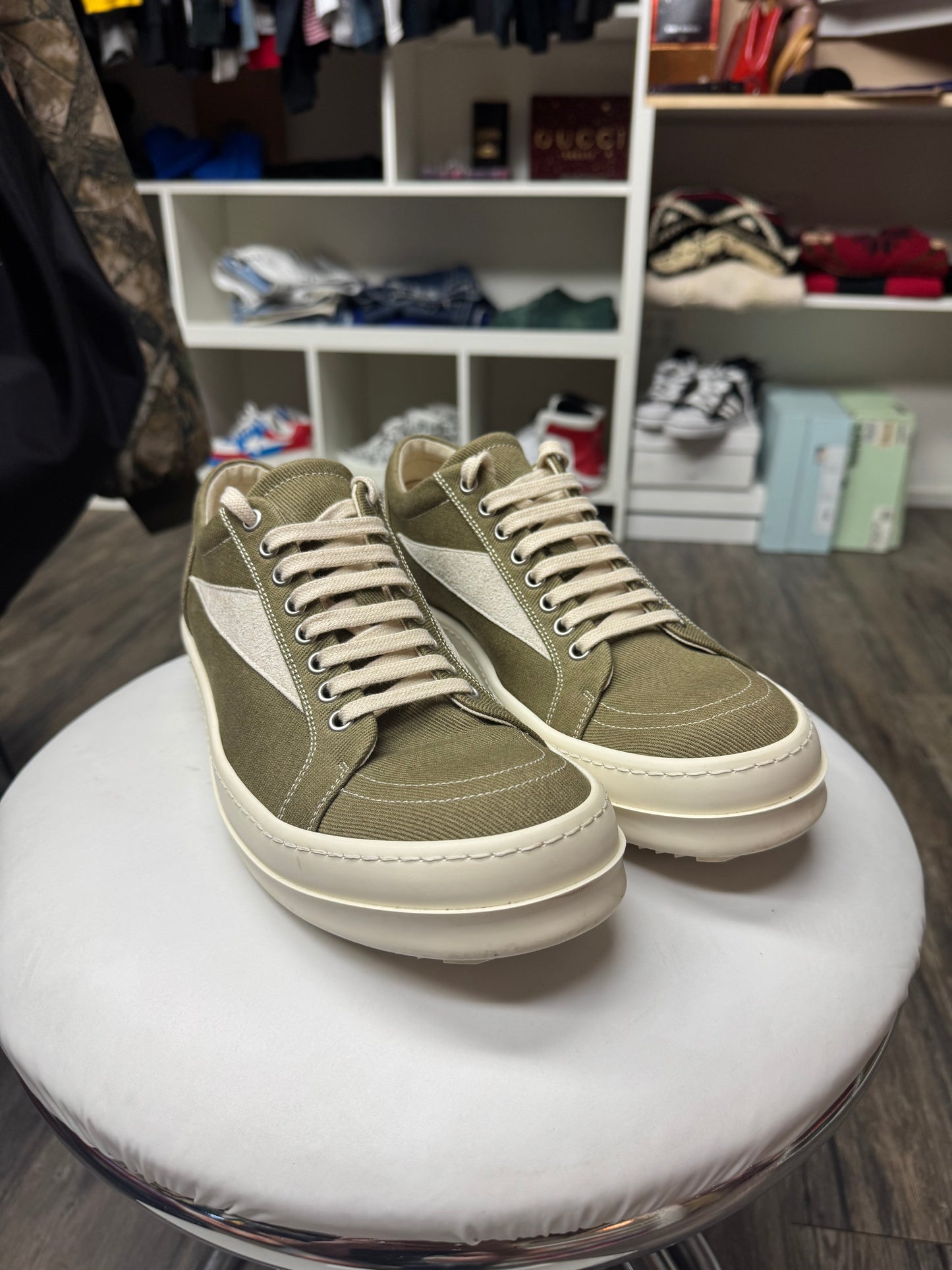 RICK OWENS DRKSHDW VINTAGE SAGE LOW SNEAKERS (42)