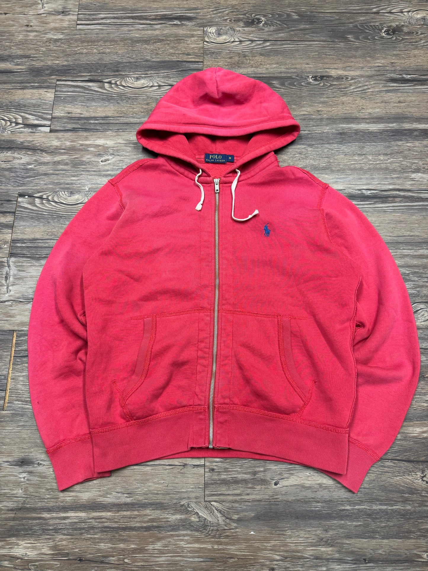 POLO RALPH LAUREN ‘SALMON’ ZIP UP HOODED SWEATSHIRT (M)