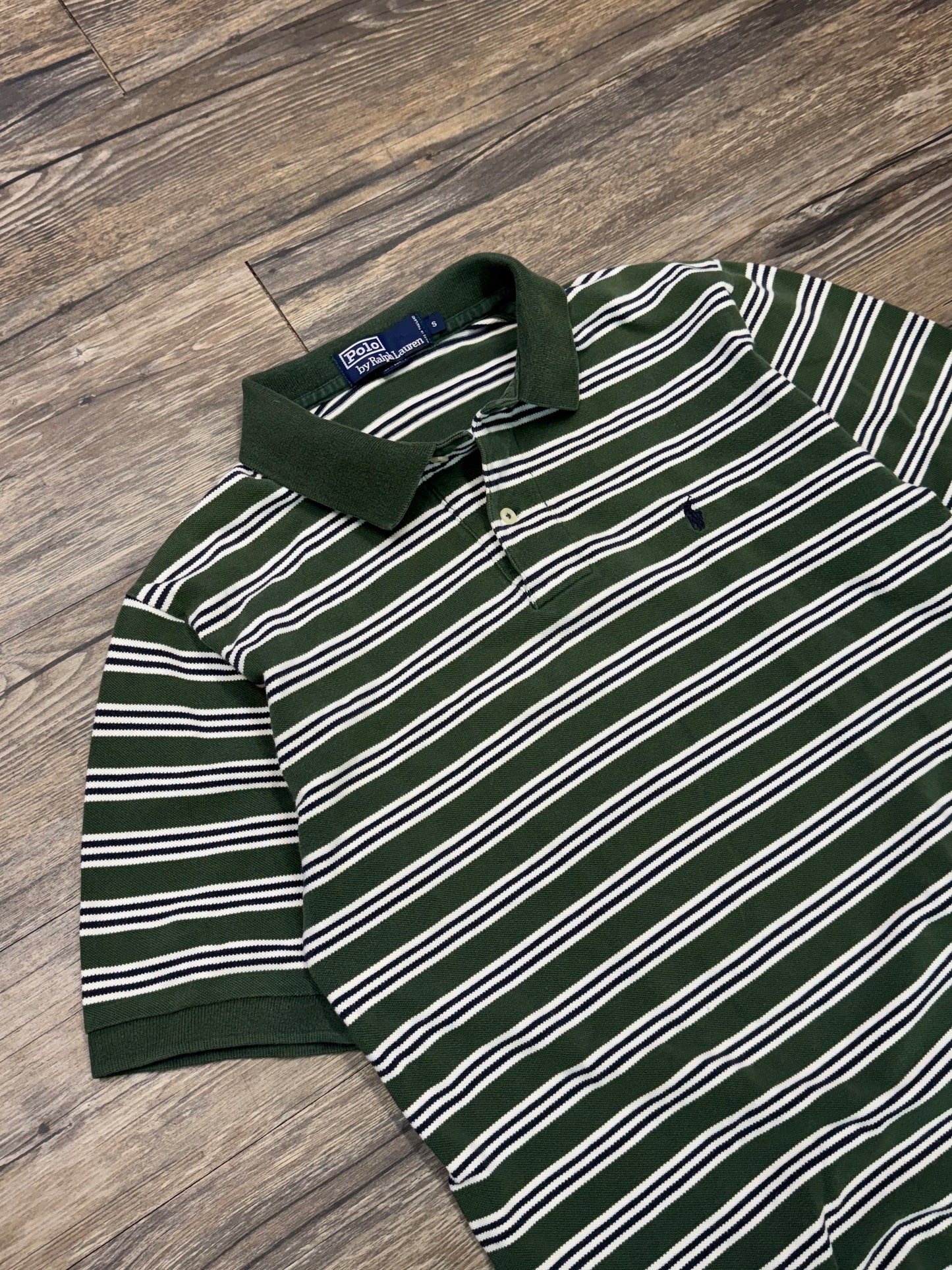 POLO RALPH LAUREN STRIPED GREEN POLO (S)