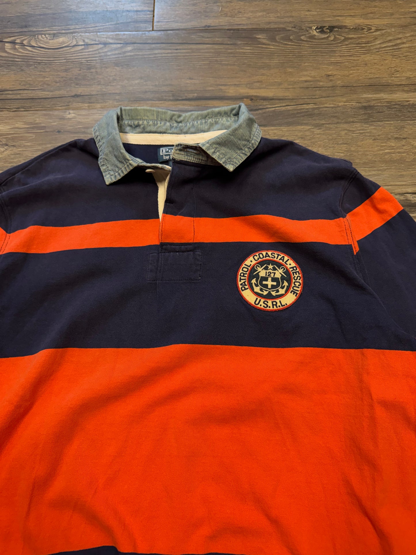 POLO RALPH LAUREN COASTAL RESCUE RUGBY STRIPED SHIRT (XL)