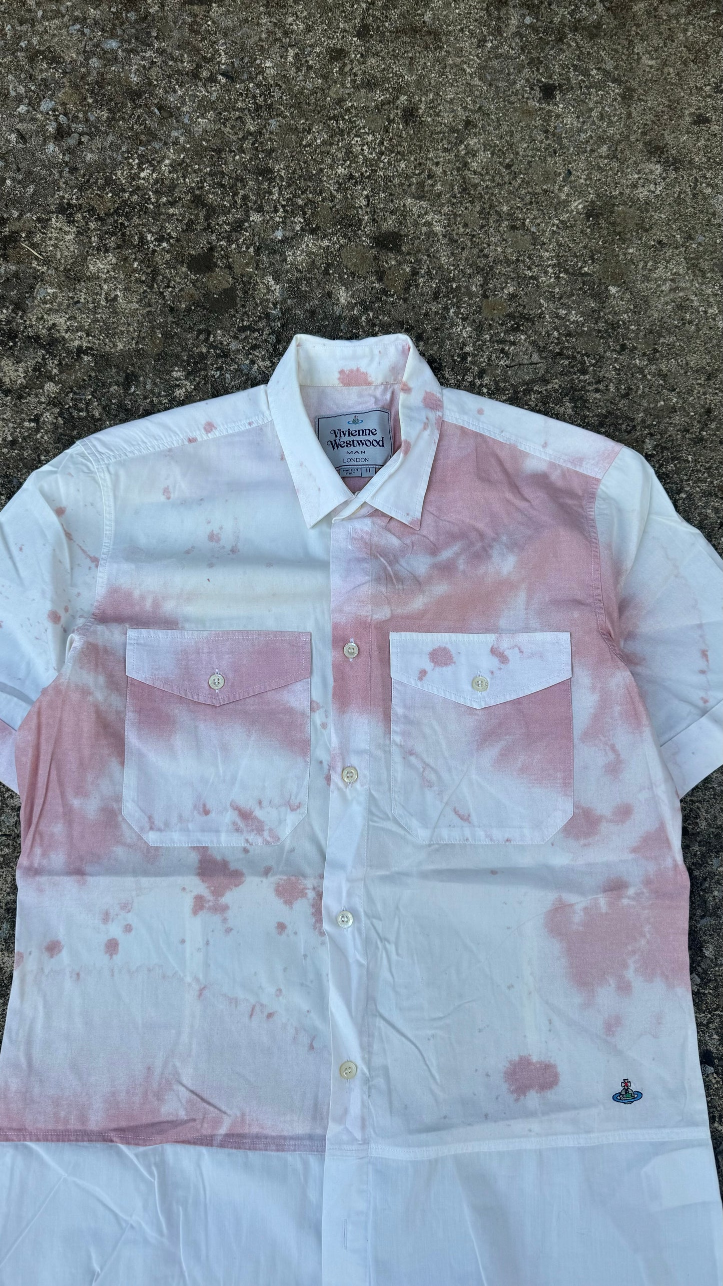 VIVIENNE WESTWOOD 'STAINED' SHORT SLEEVE BUTTON-UP (L)