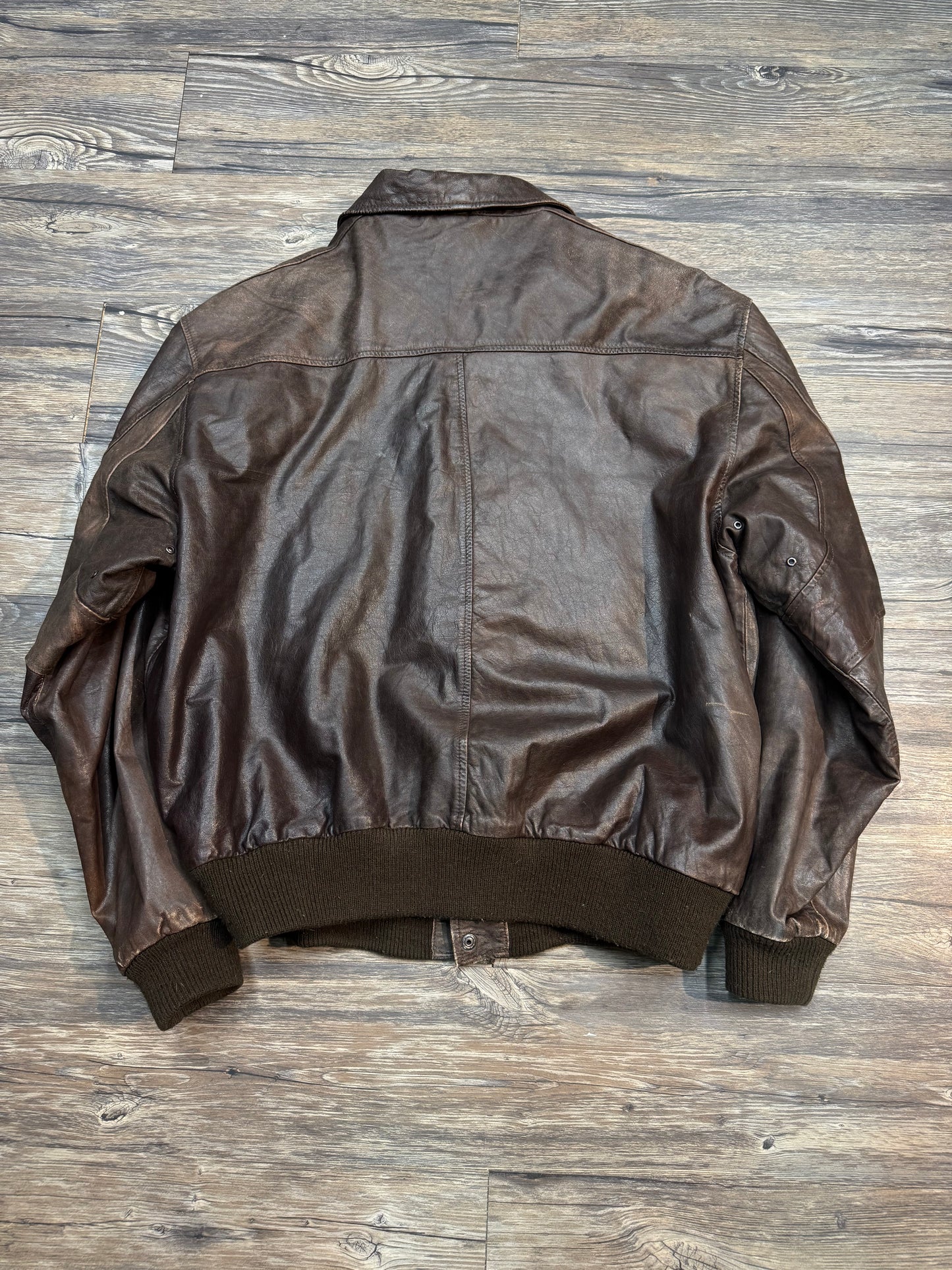 VINTAGE AEROPOSTALE LEATHER AVIATOR JACKET (XL)